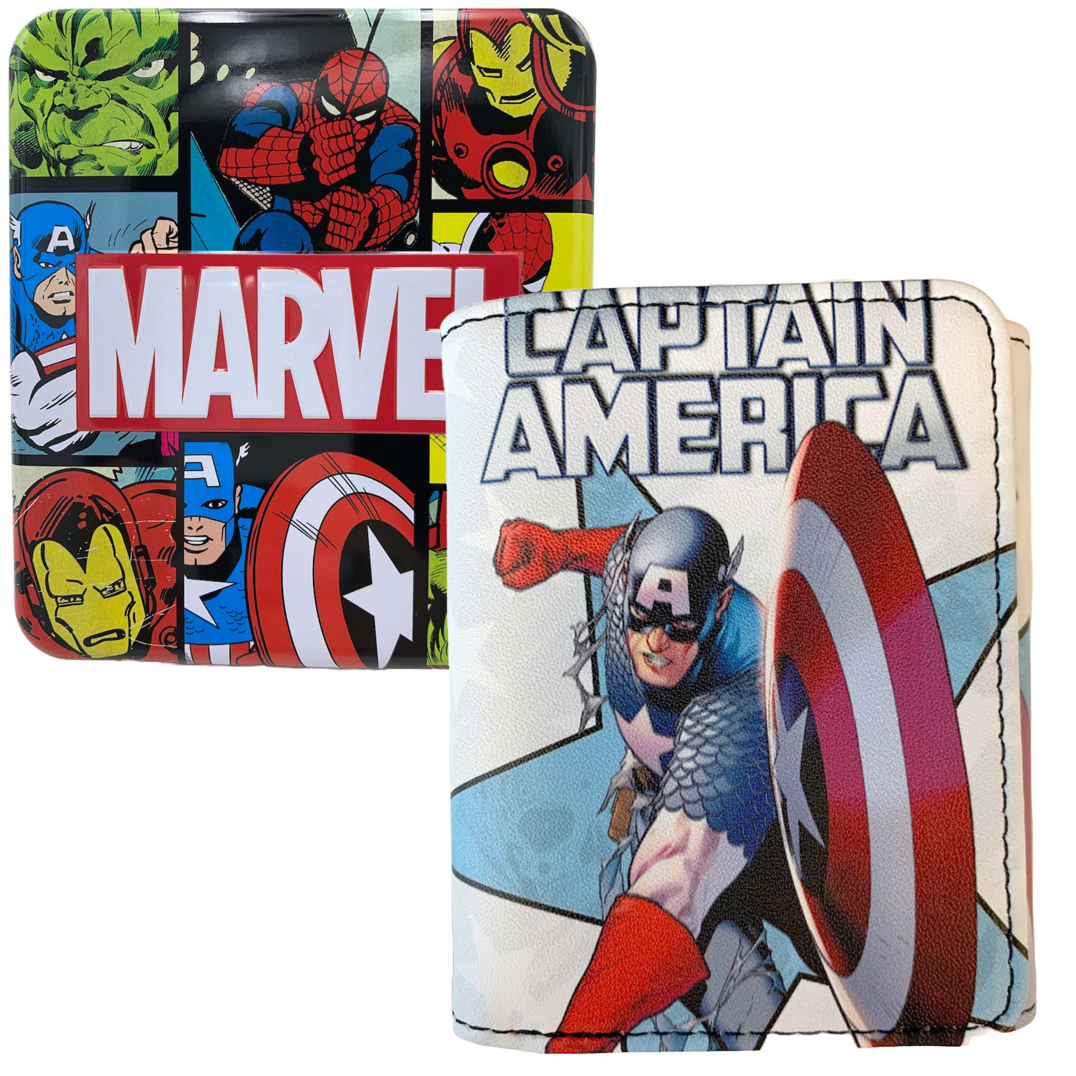 Captain America Shield Attack Trifold Wallet in Collectable Tin