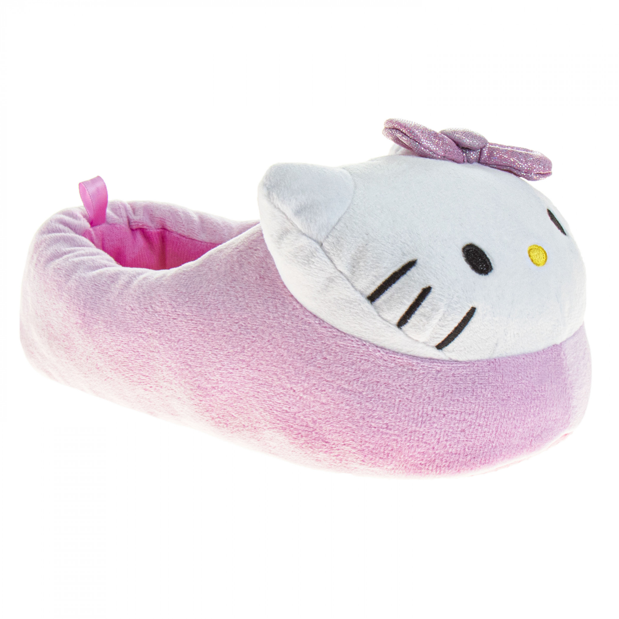 Hello Kitty 3D Face Purple Bow Plush Kid's Slippers