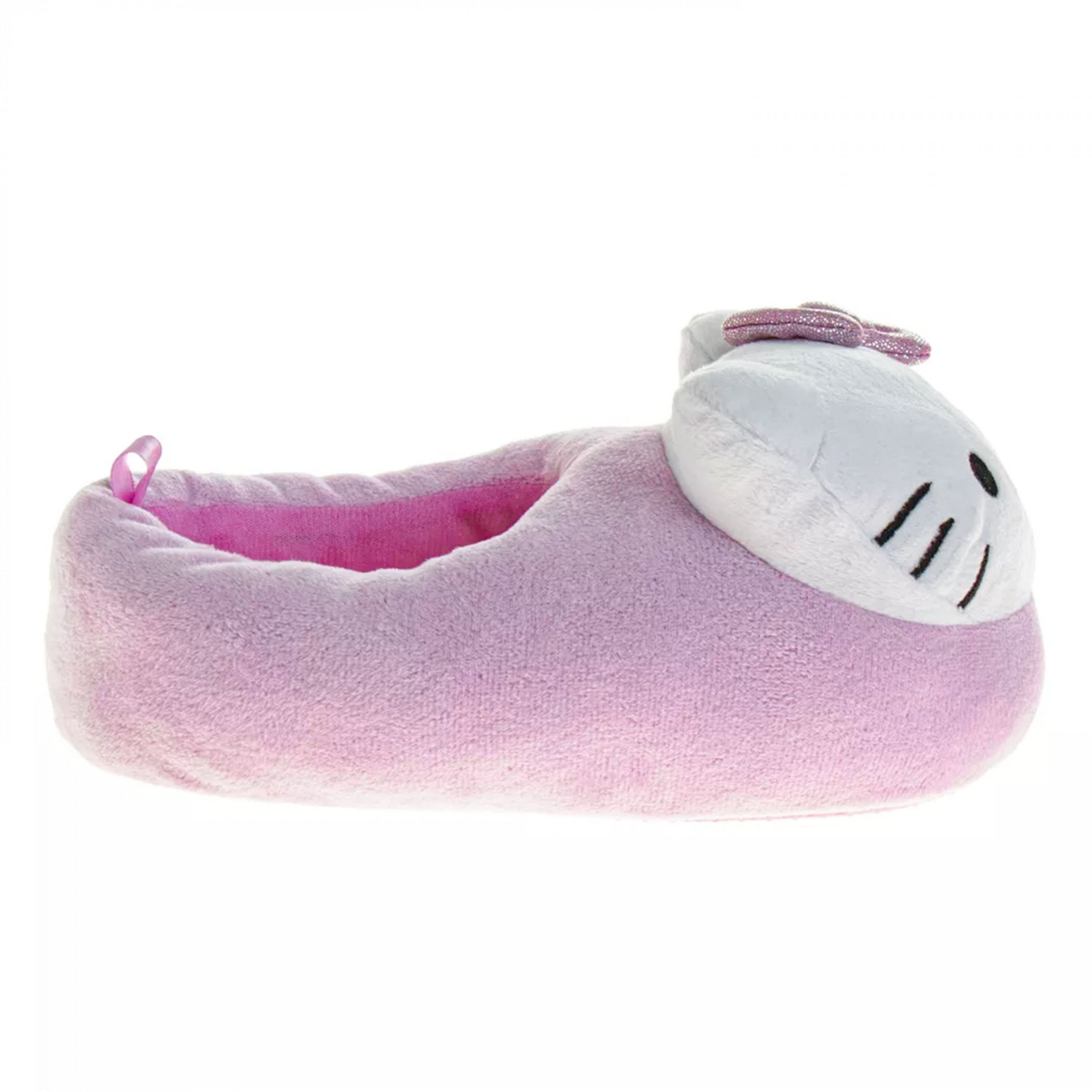 Hello Kitty 3D Face Purple Bow Plush Adult's Slippers