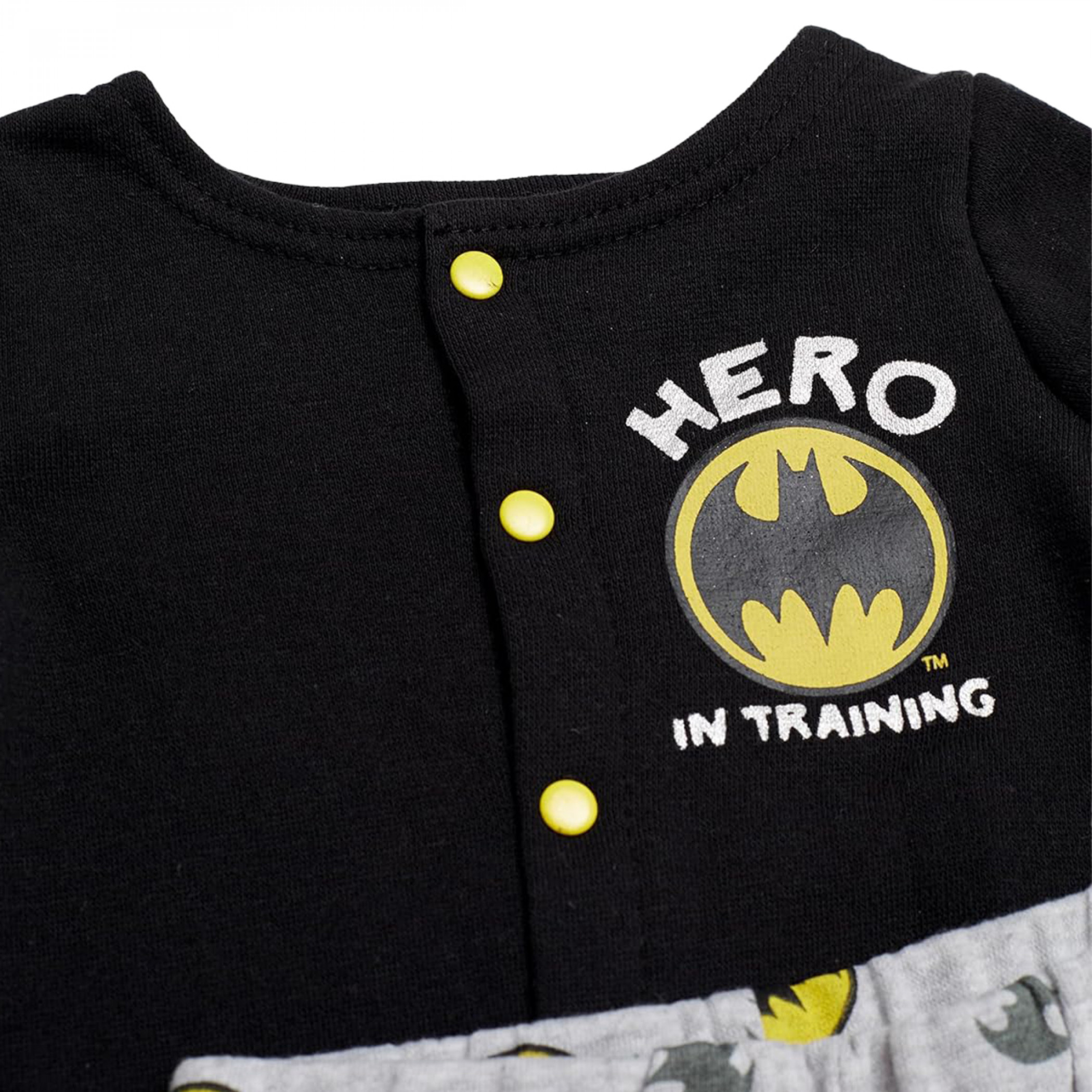 Batman Hero In Training Outfit with Snap Shirt and Baby Footed Pants