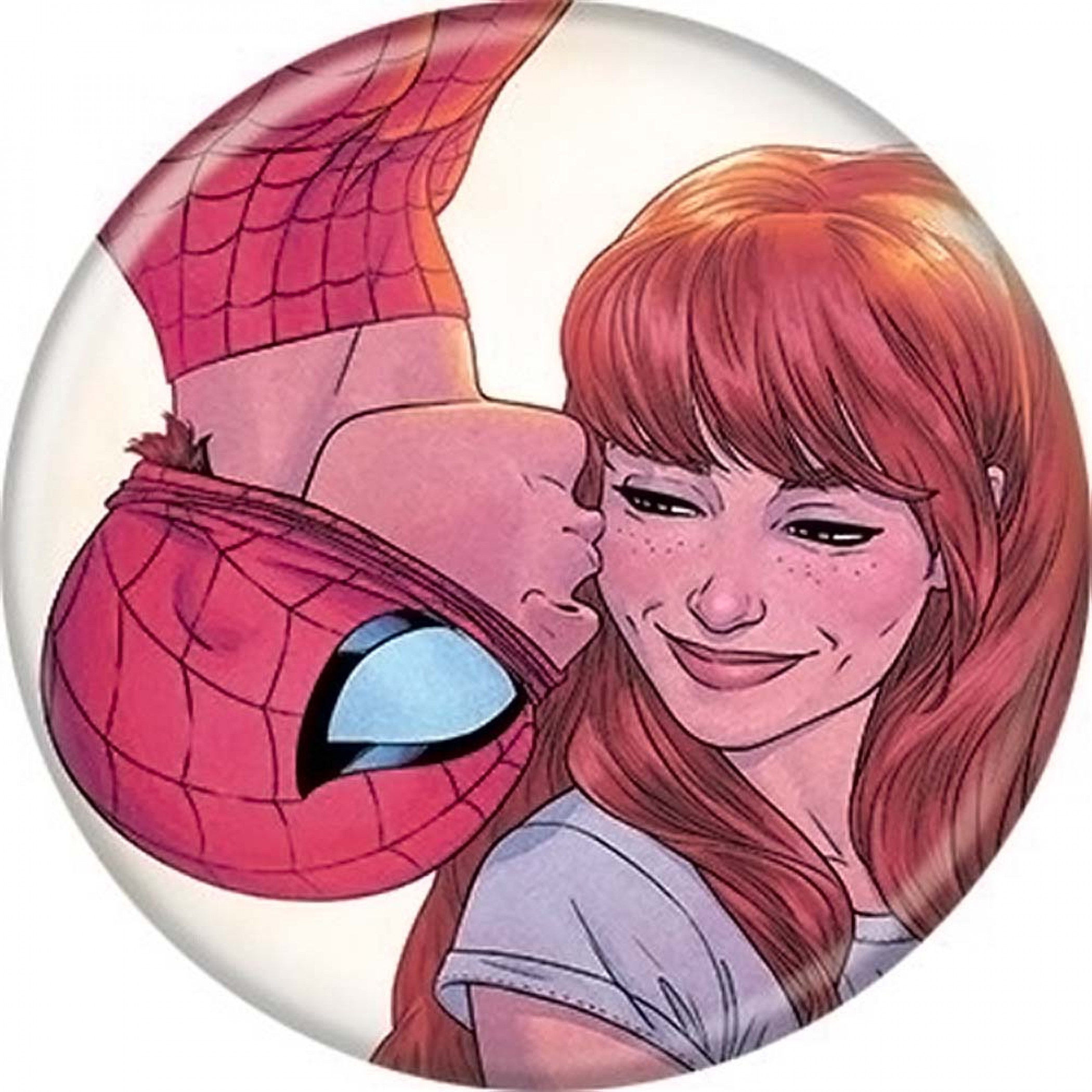 Marvel Comics Spider-Man Kissing MJ Button