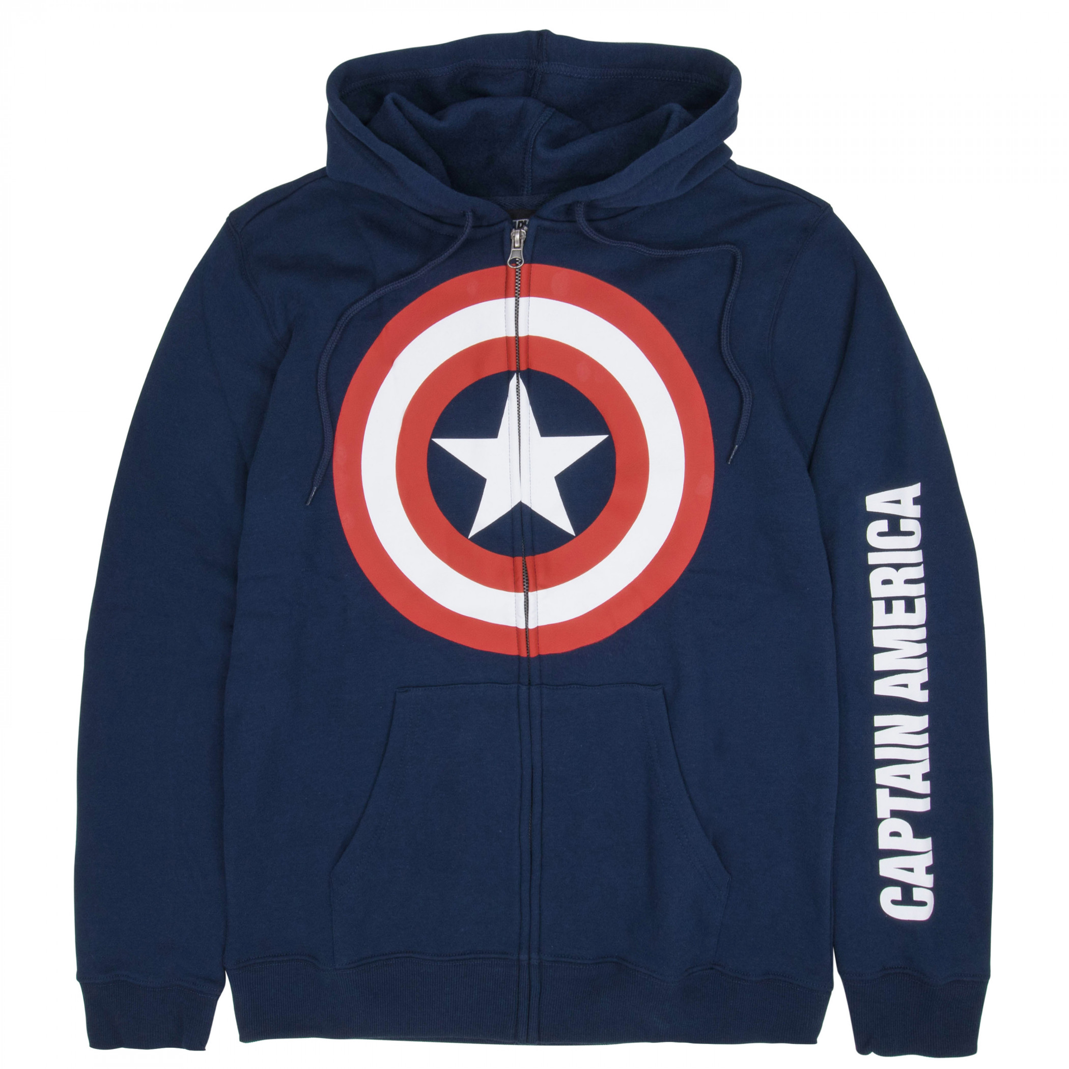 Captain America Shield and Sleeve Logo Zip-Up Hoodie