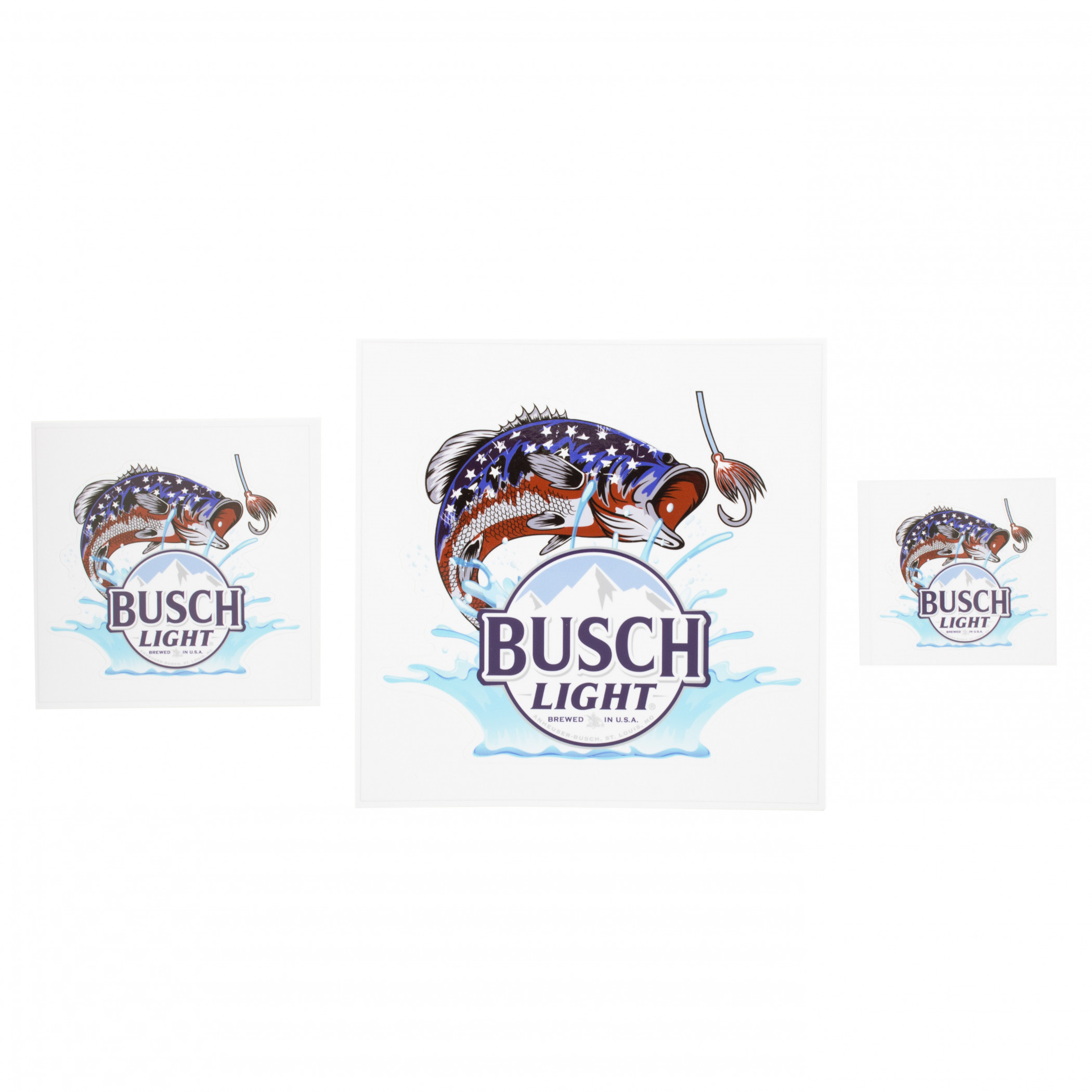 Busch Light American Fishing Sticker Various Sizes 3-Pack