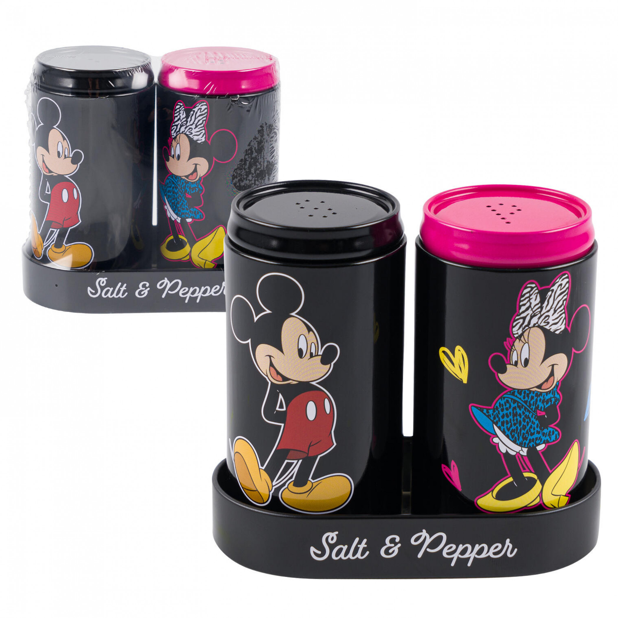 Mickey and Minnie Mouse Heart Matching Salt and Pepper Shakers