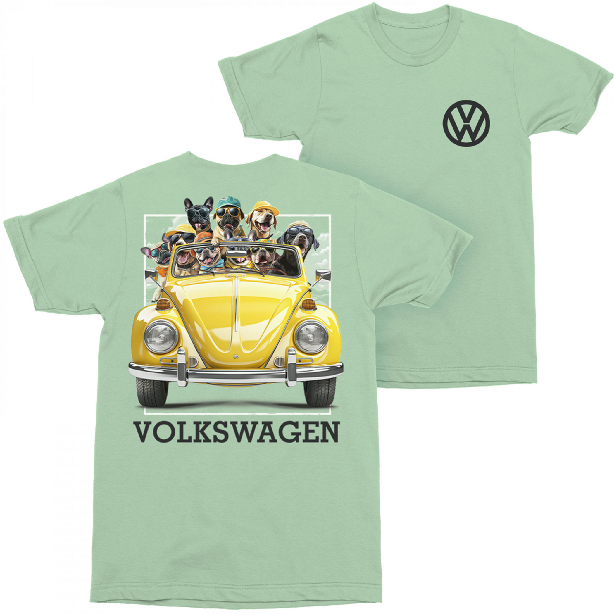 Volkswagen Dog Days Front and Back Print Green Colorway T-Shirt