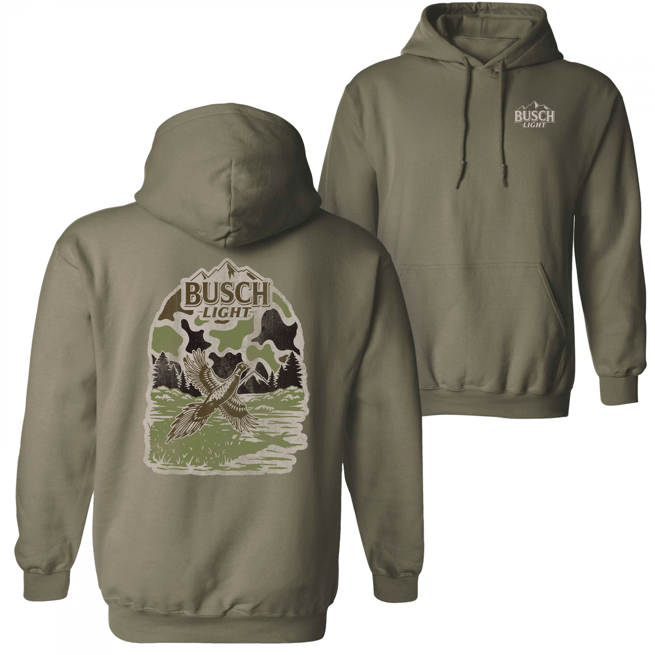 Busch Light Duck Hunting Camo Front and Back Sweatshirt Hoodie