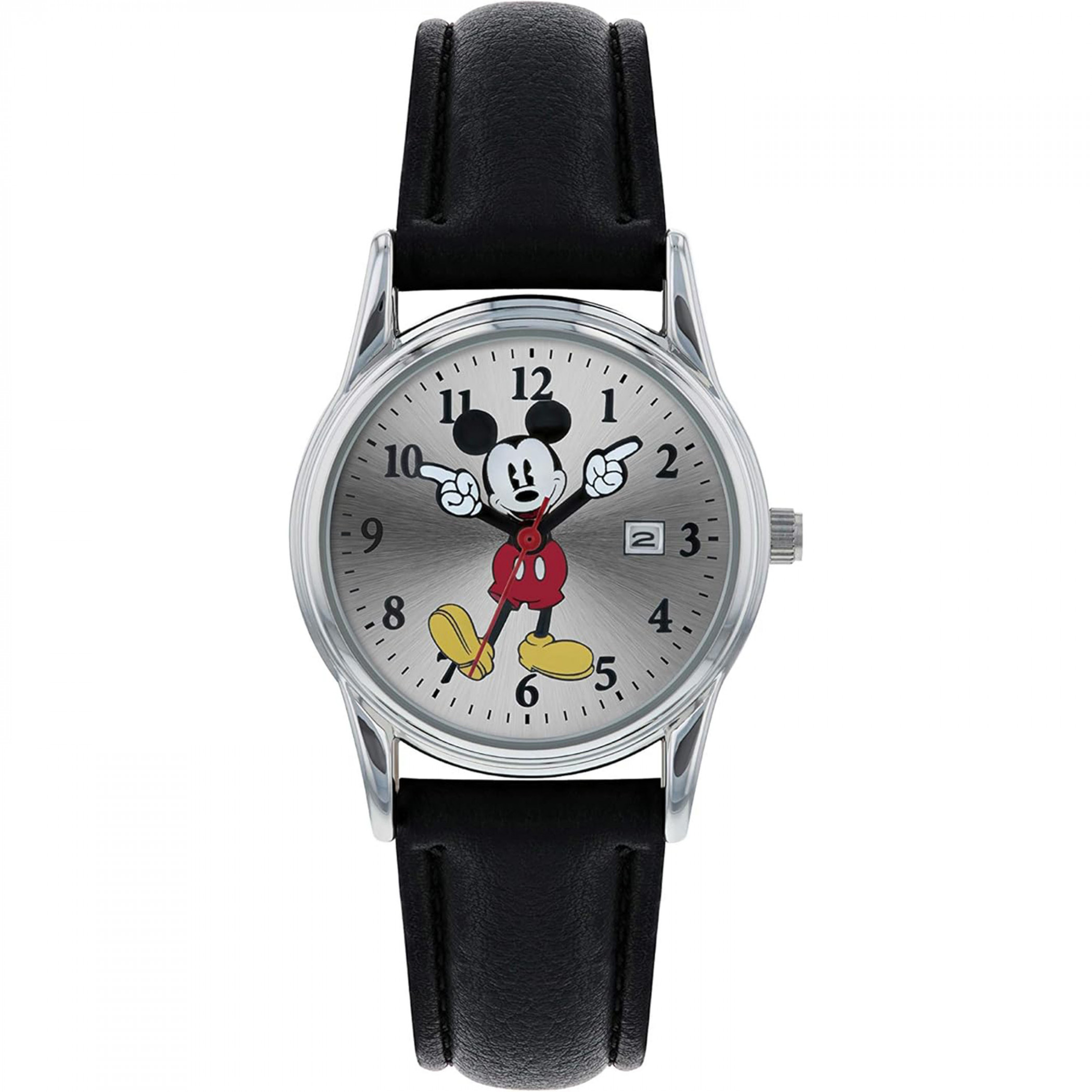 Mickey Mouse Silver Watch with Leather Band