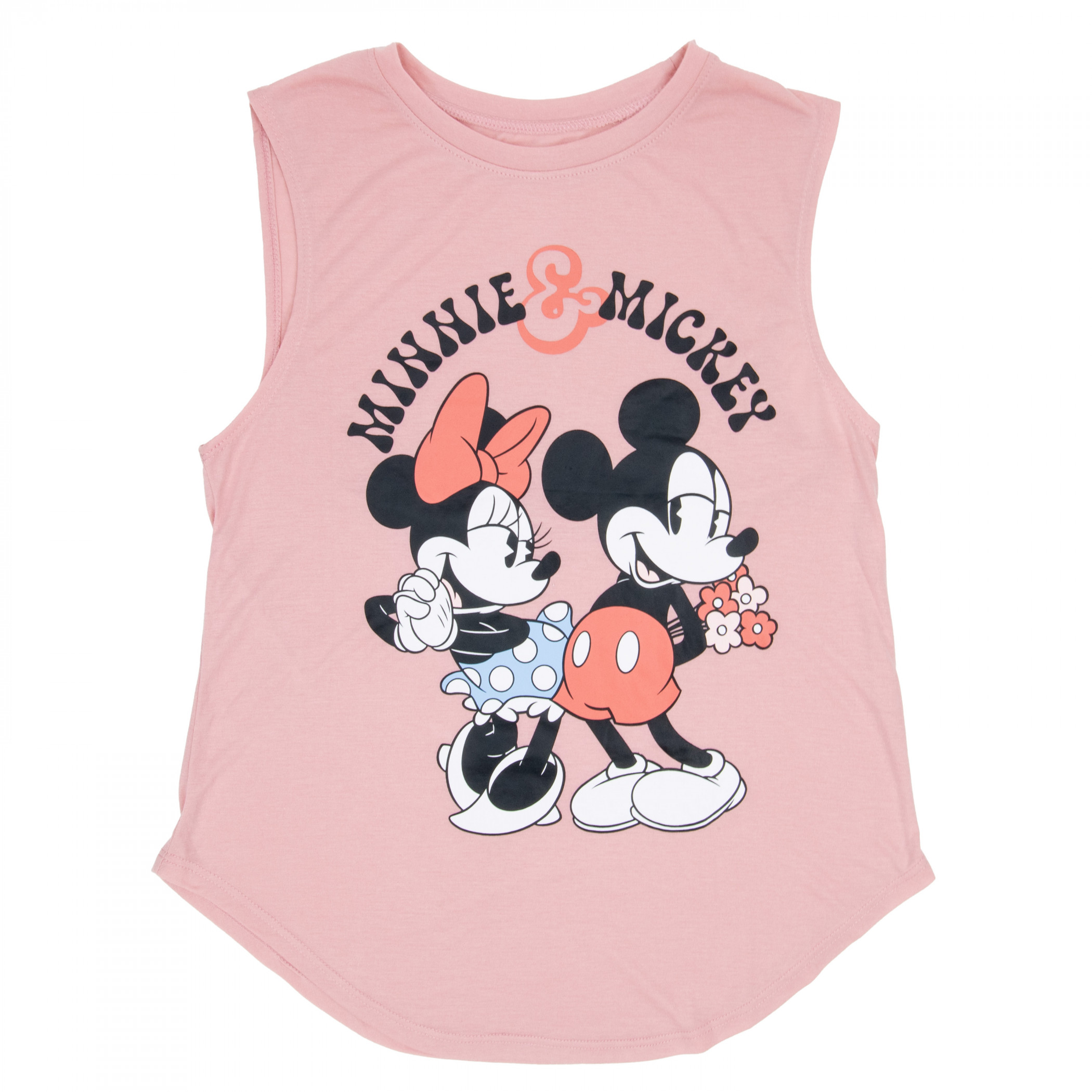 Minnie and Mickey Flowers Juniors Tank Top