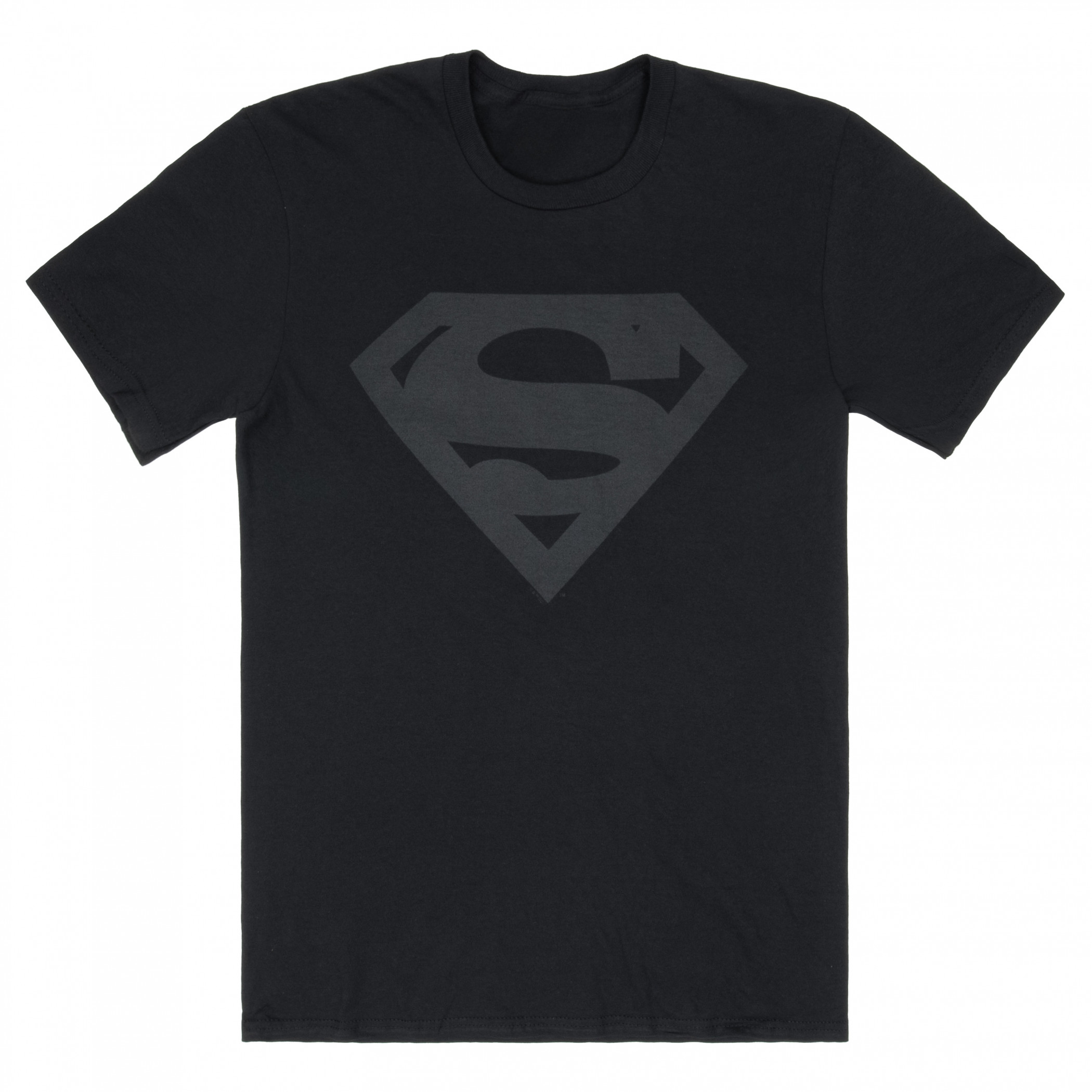  スーパーマンロゴ Tシャツ ブラック Superman Black on Black Logo T-Shirt - SuperHeroStuff