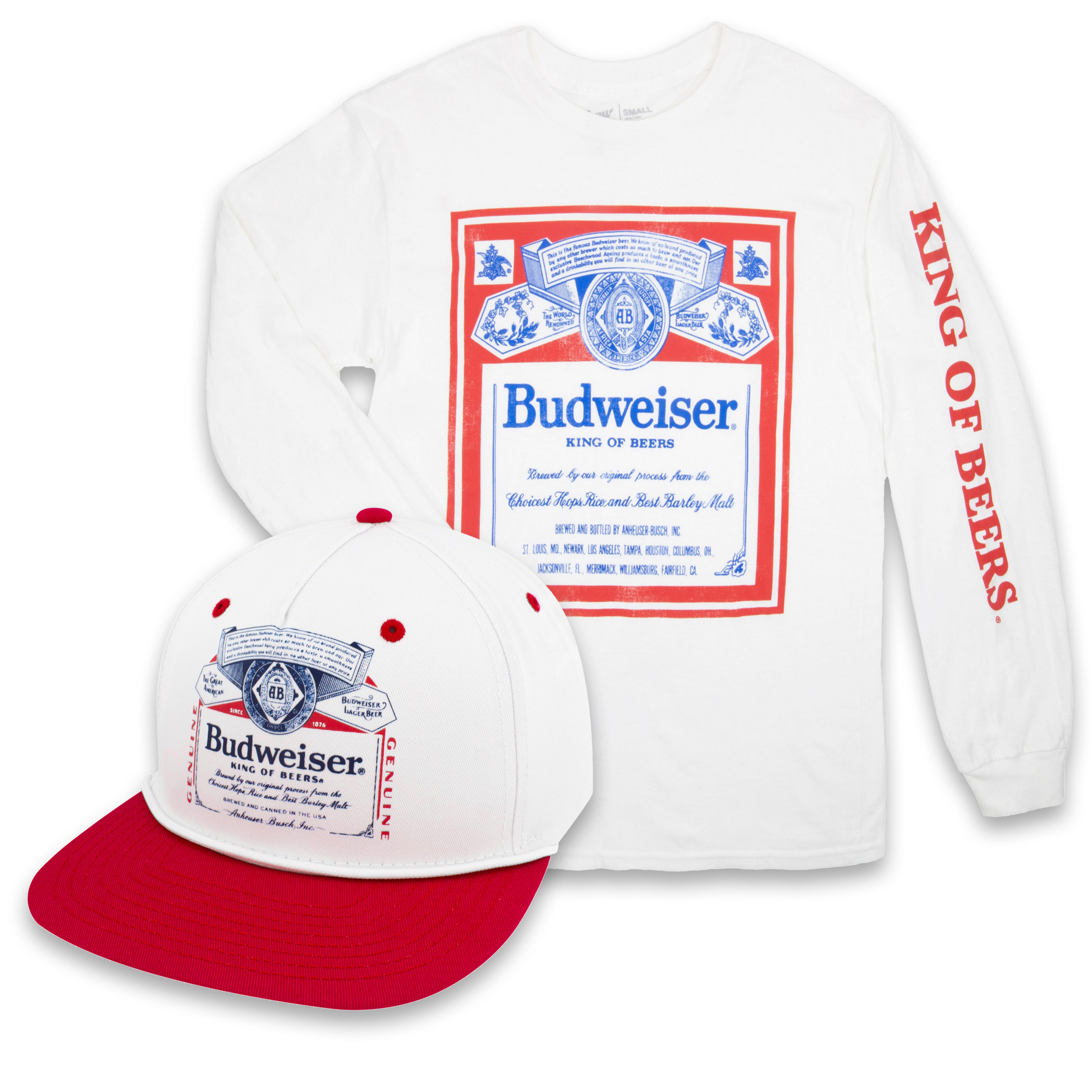 Budweiser King of Beers Hat and Long Sleeve Shirt Combo