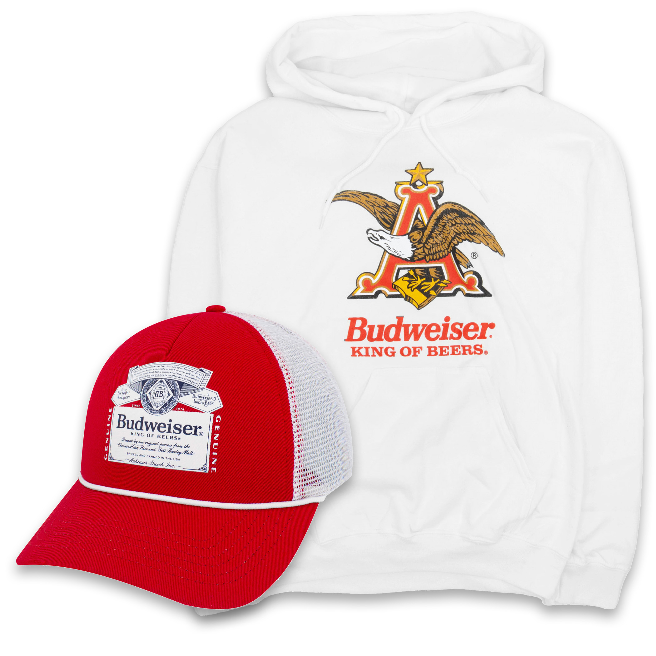 Budweiser King of Beers Hat and Hoodie Combo