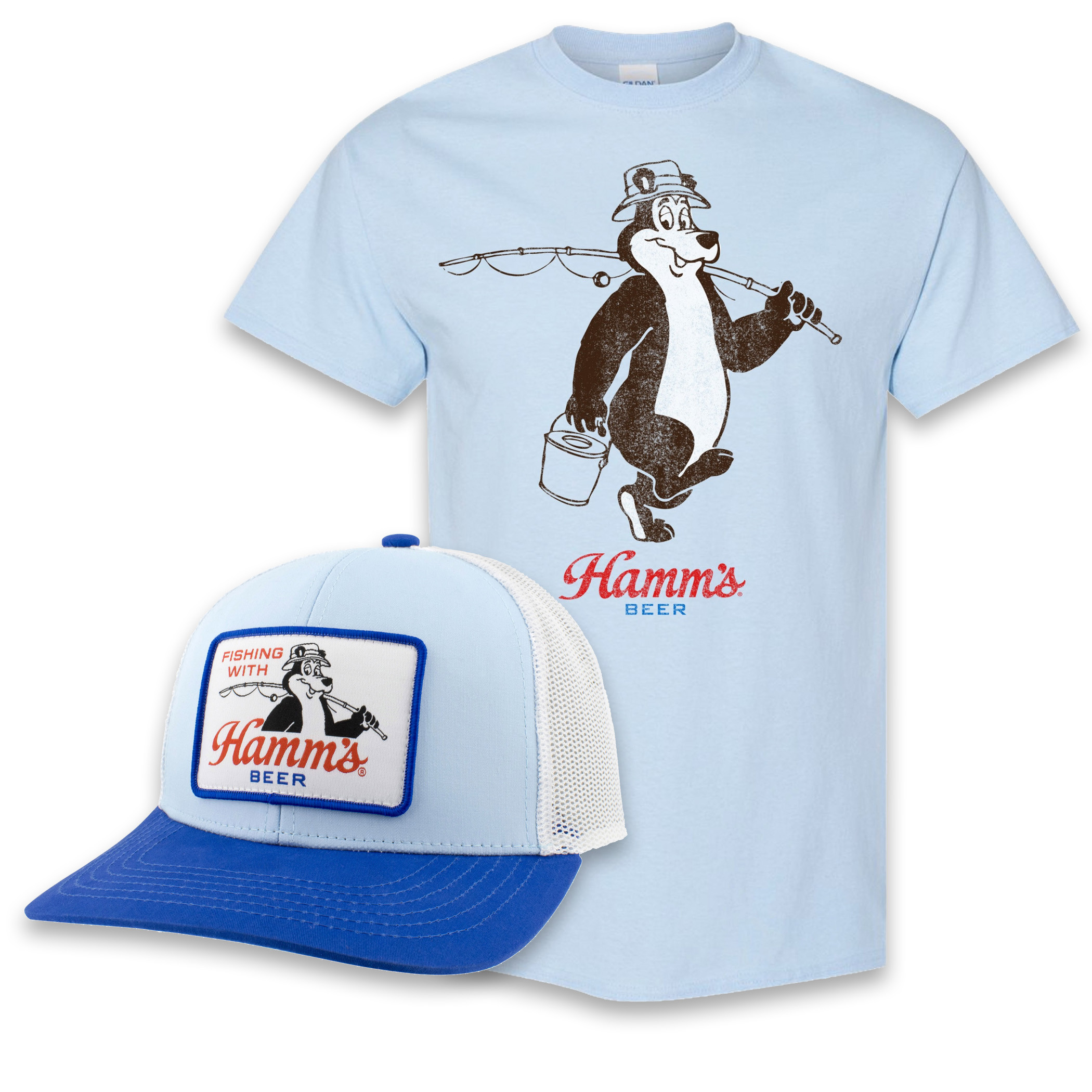 Hamm's Gone Fishin' Hat and T-Shirt Bundle