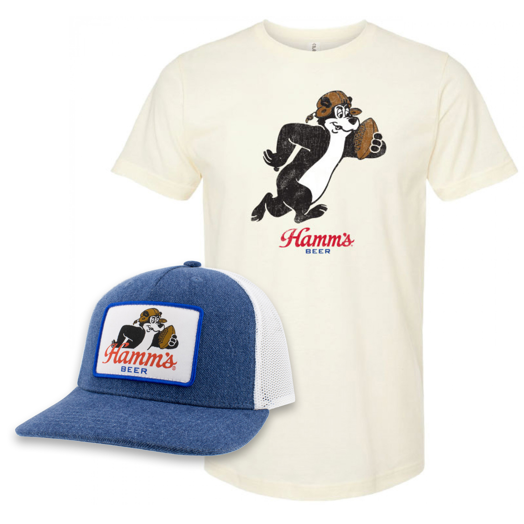 Hamm's Football Hat and T-Shirt Combo