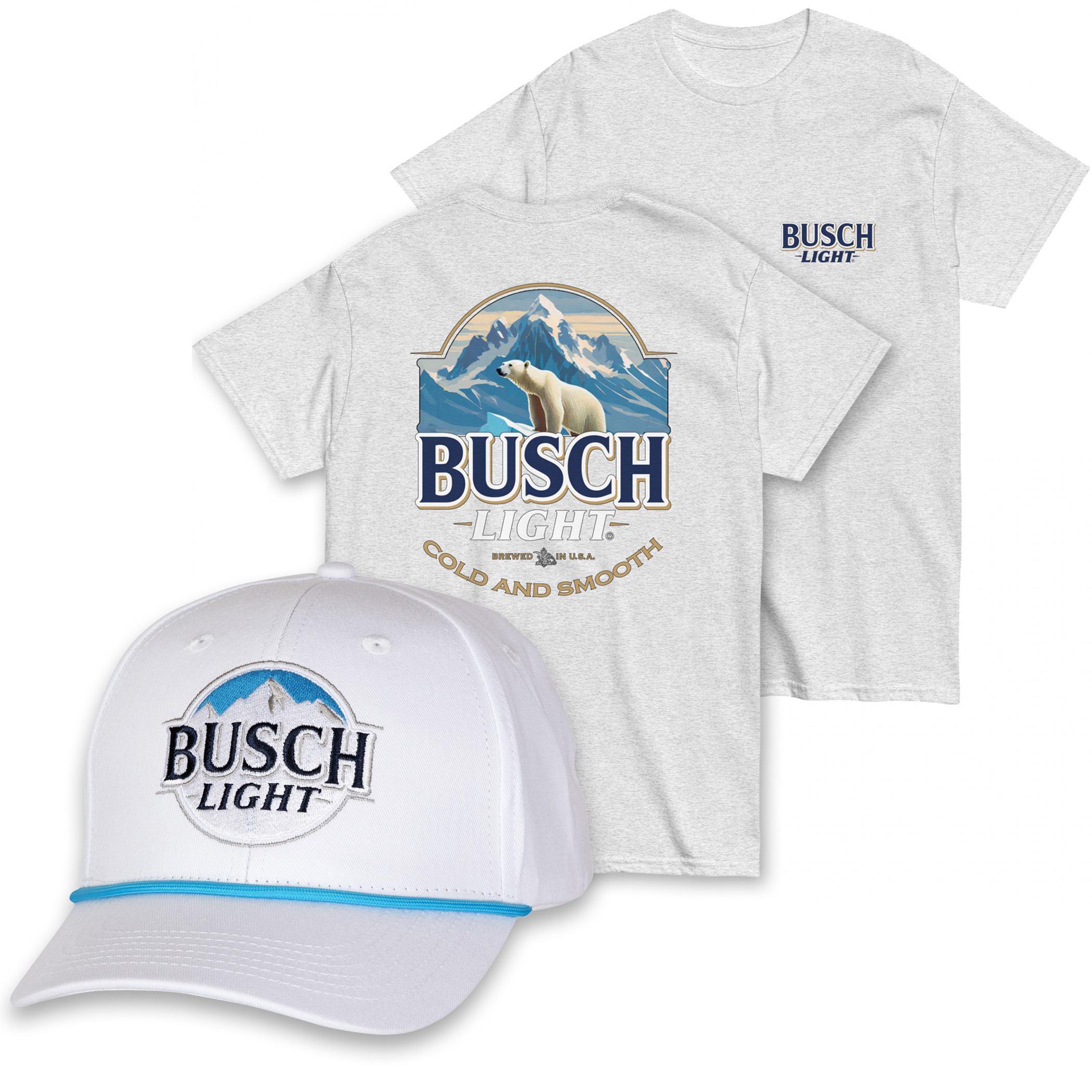 Busch Light Cold and Smooth Hat and T-Shirt Combo