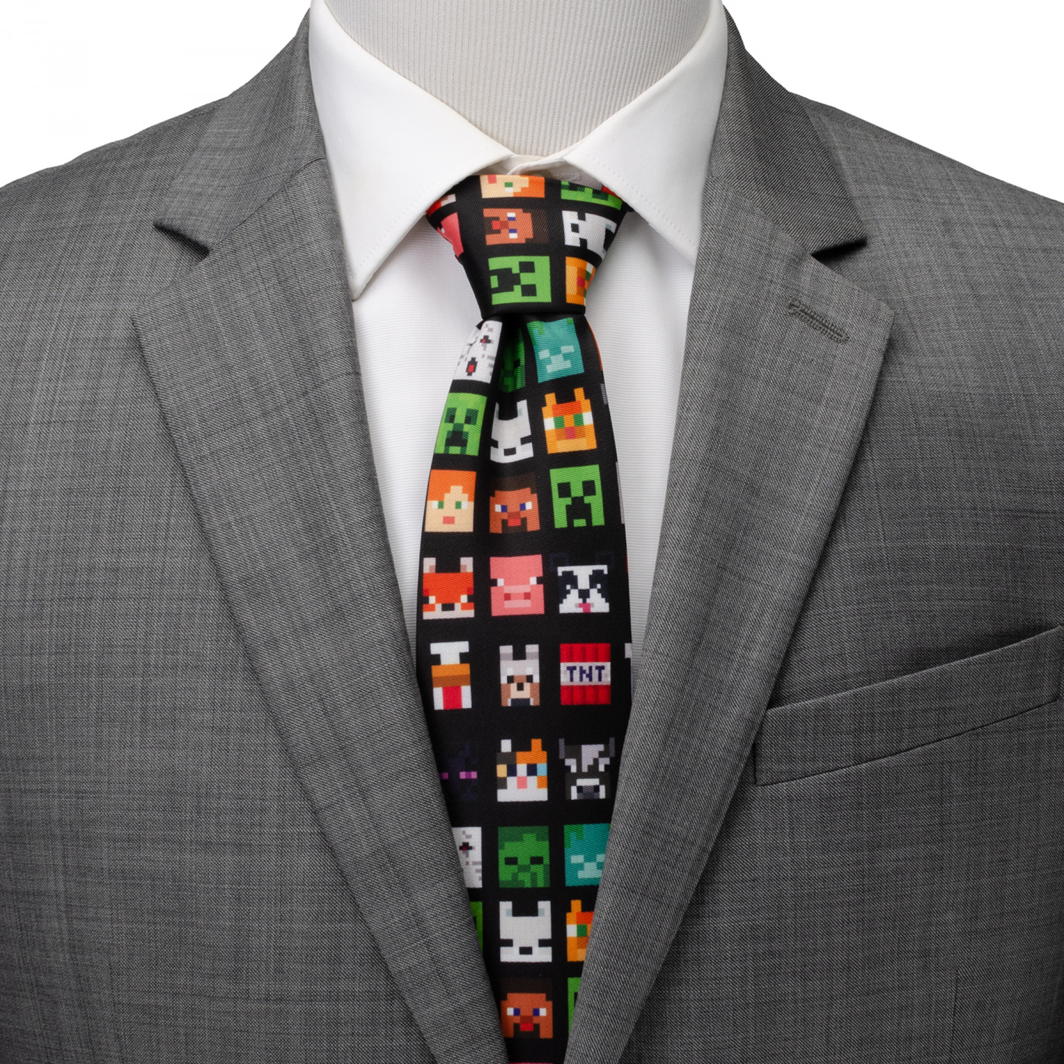 Minecraft Character Black Men's Tie