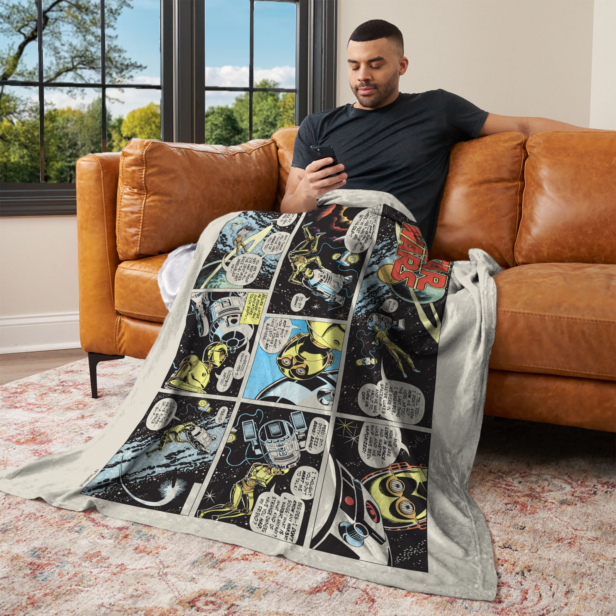 Star Wars Comic Panels R2-D2/C-3PO Silk Touch Throw Blanket