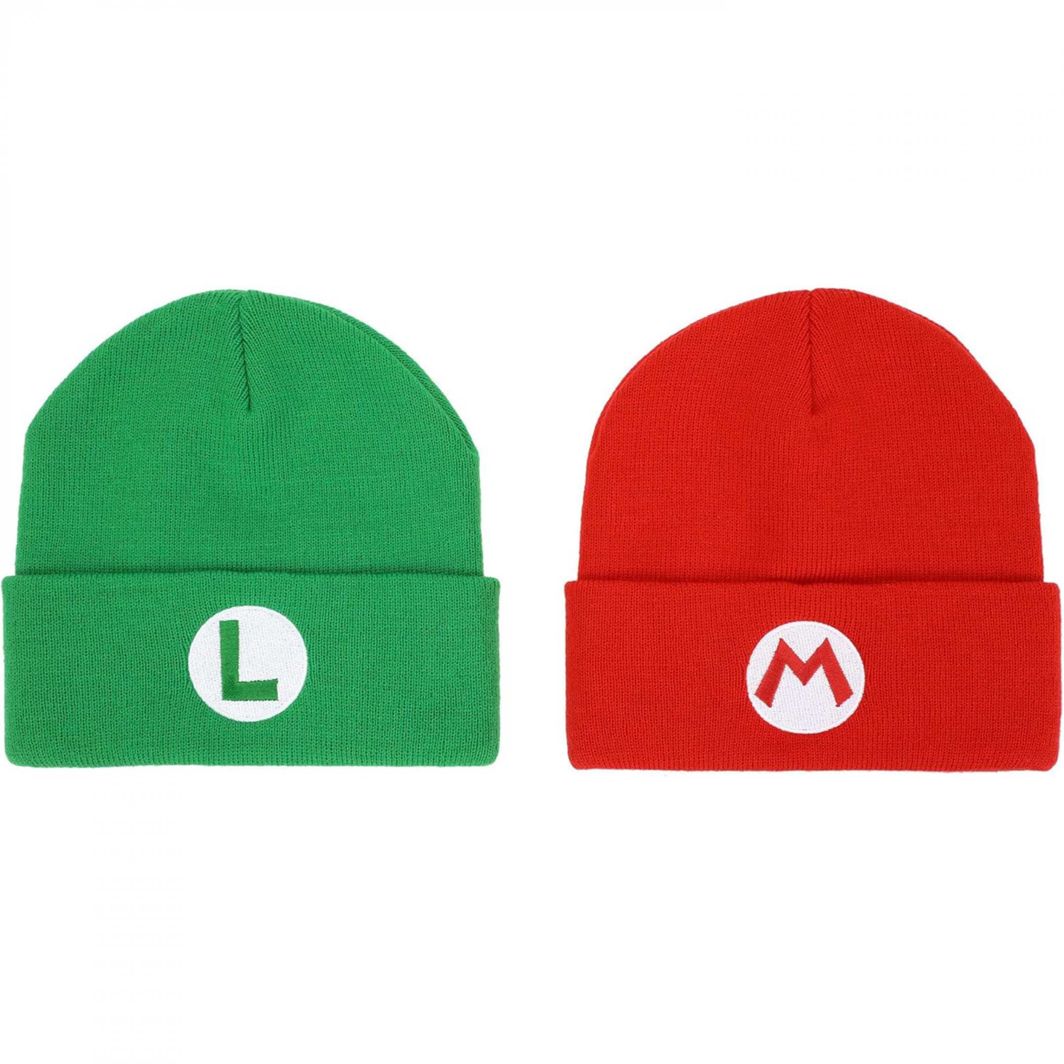 Super Mario Brothers - Mario and Luigi Set of 2 Cuff Beanies