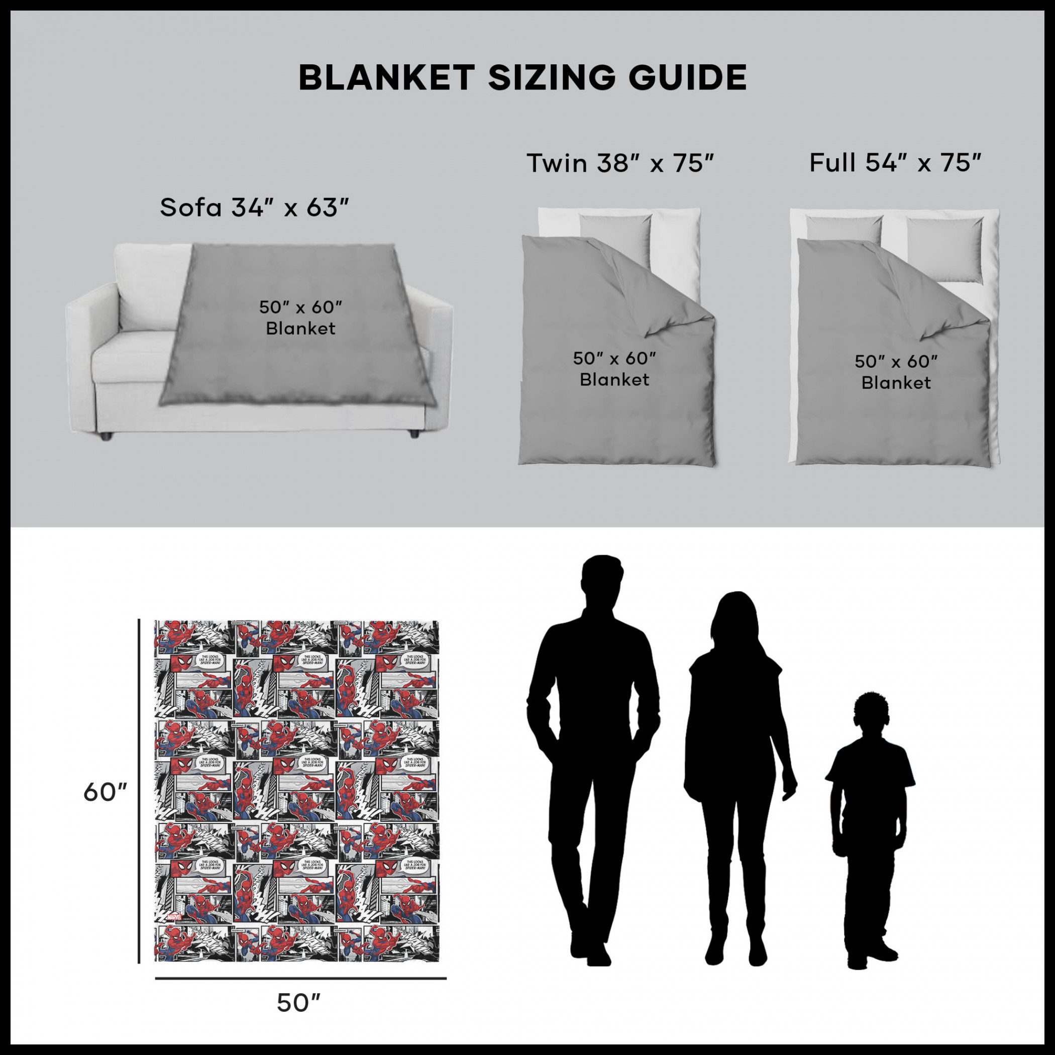 Spider-Man Comic Pattern Silk Touch Throw Blanket