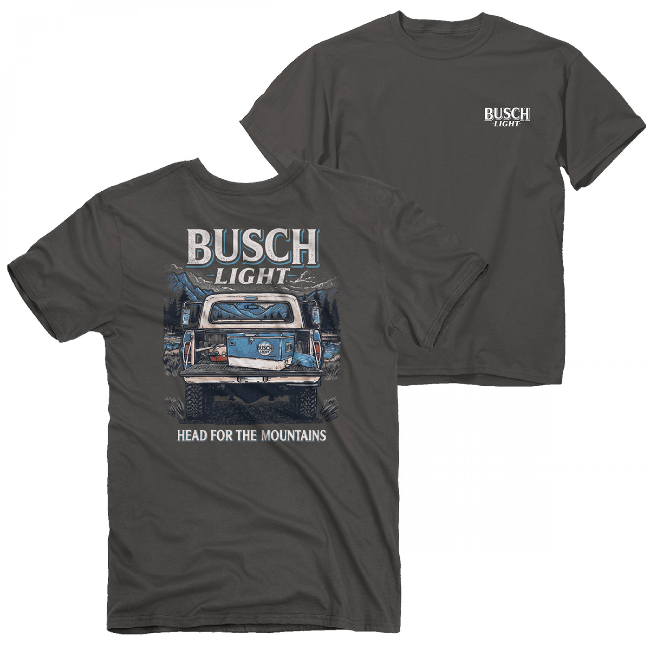 Busch Light Trucking in The Mountains Front and Back T-Shirt