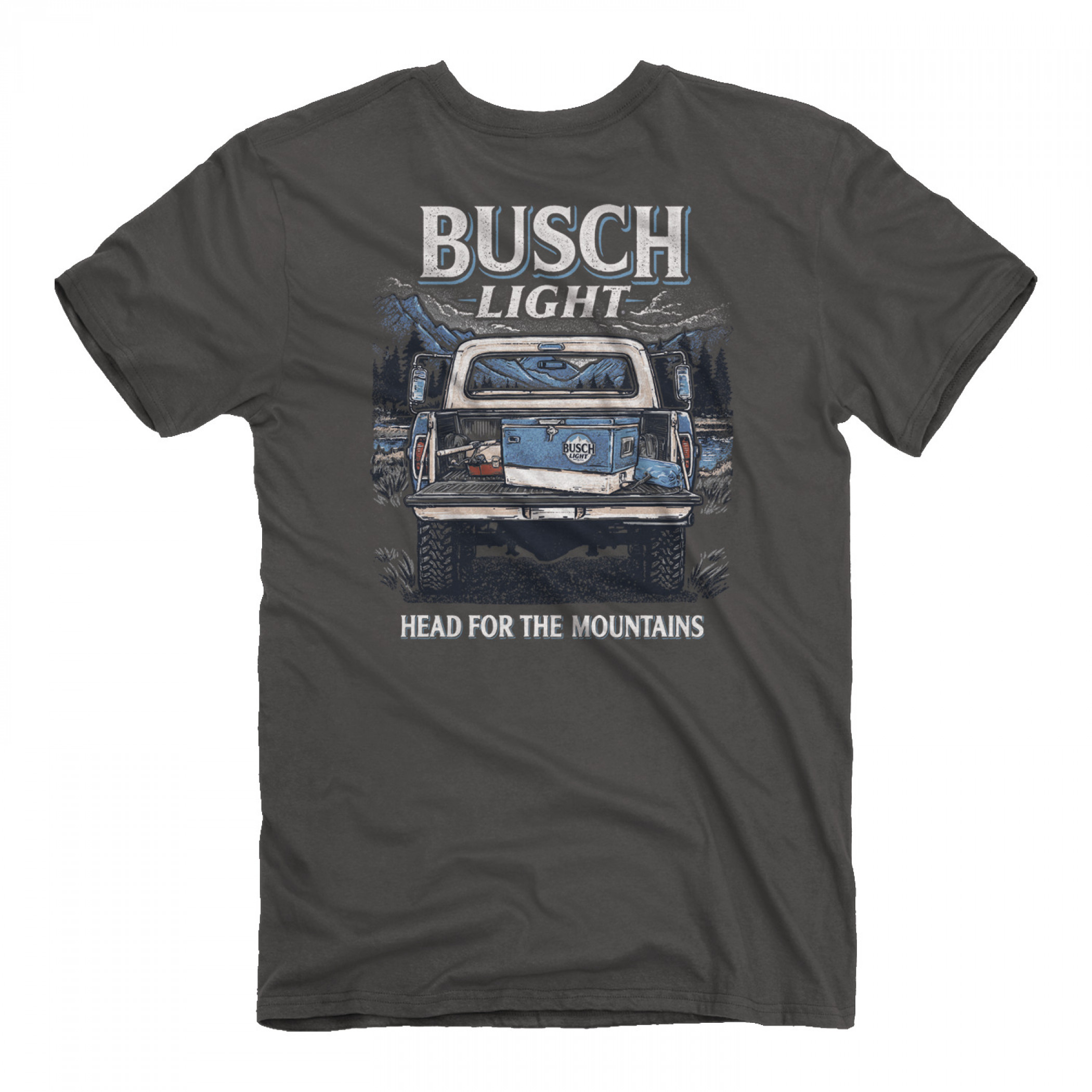 Busch Light Trucking in The Mountains Front and Back T-Shirt