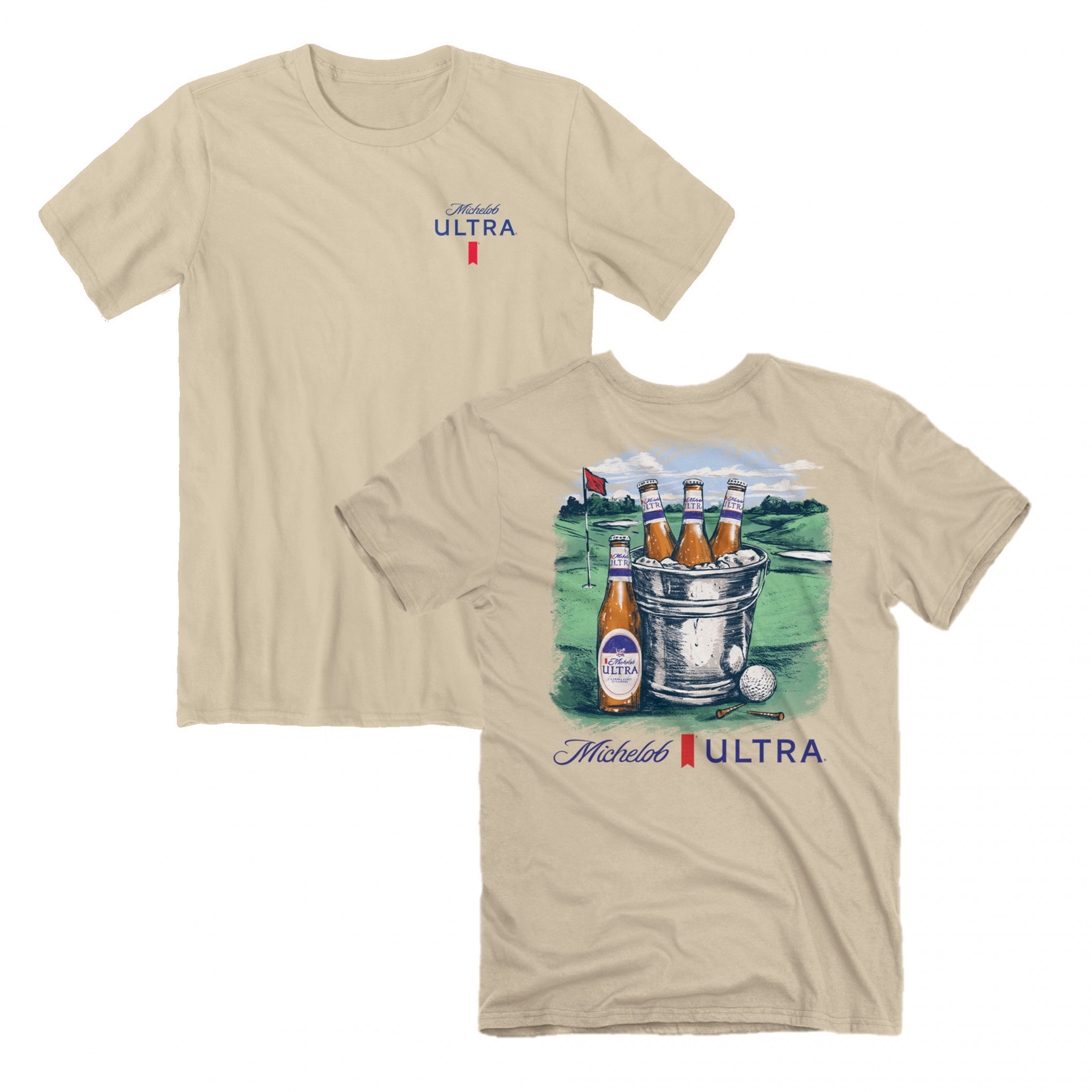 Michelob Ultra Golf Fore Front and Back Print T-Shirt