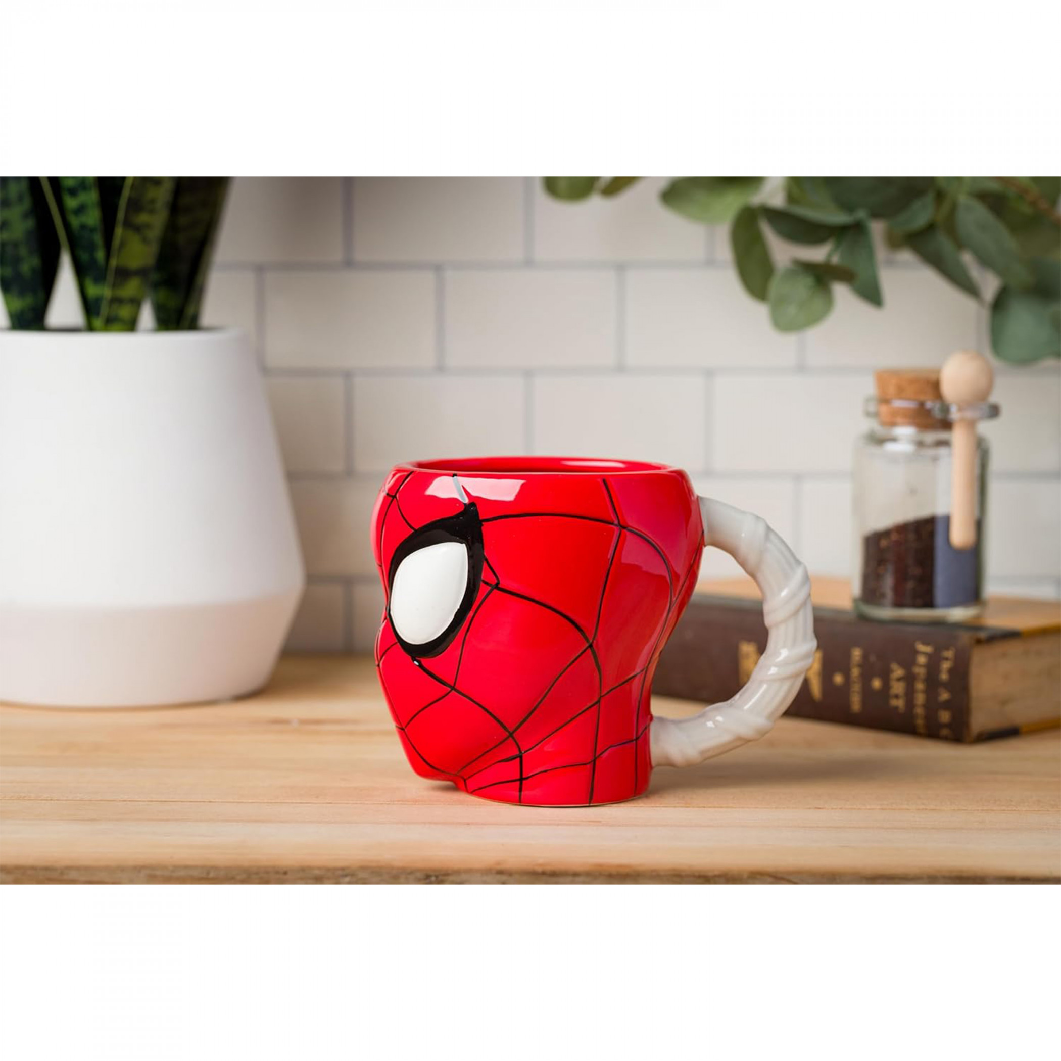 Spider-Man Head and Web Handle Ceramic 3D Sculpted Mug