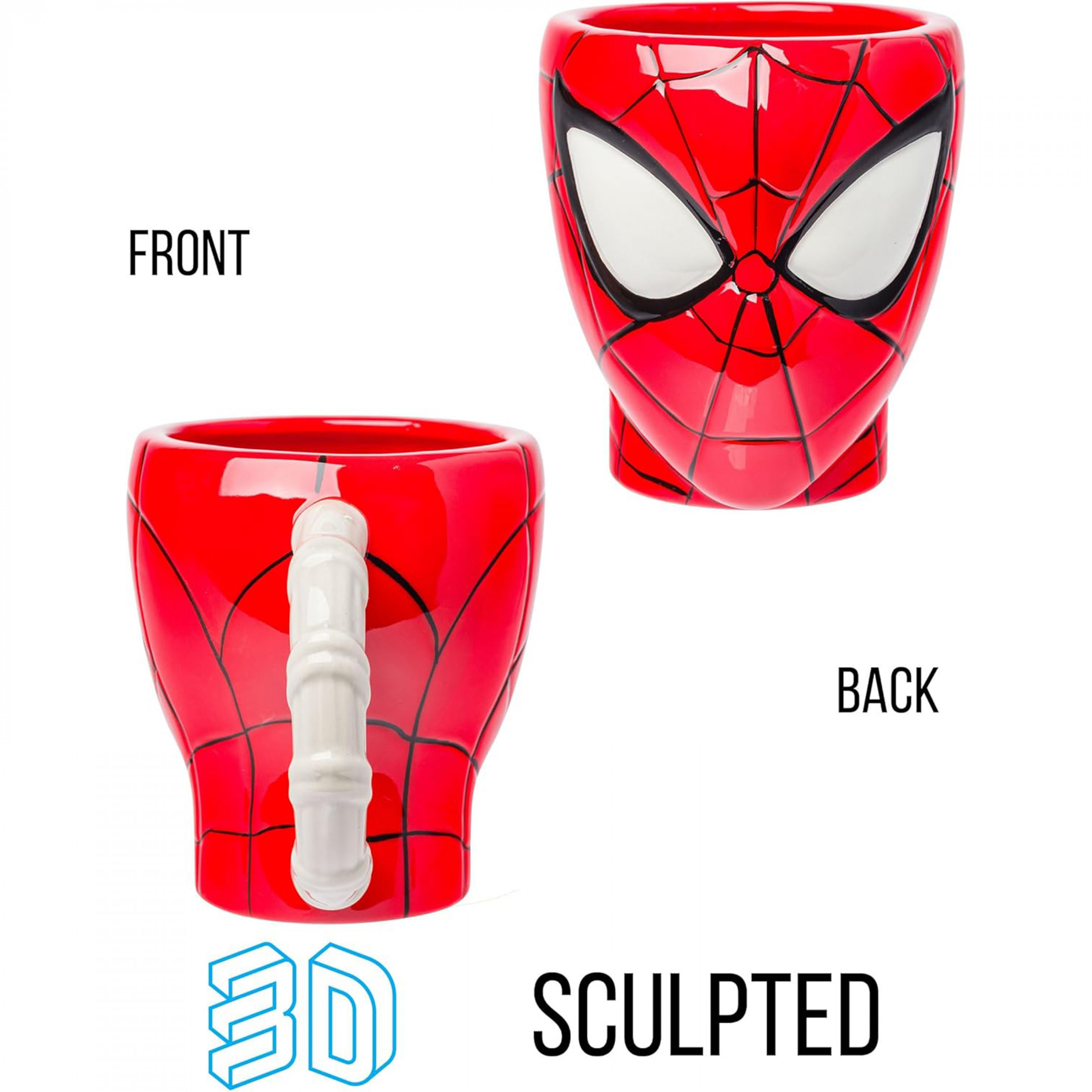 Spider-Man Head and Web Handle Ceramic 3D Sculpted Mug