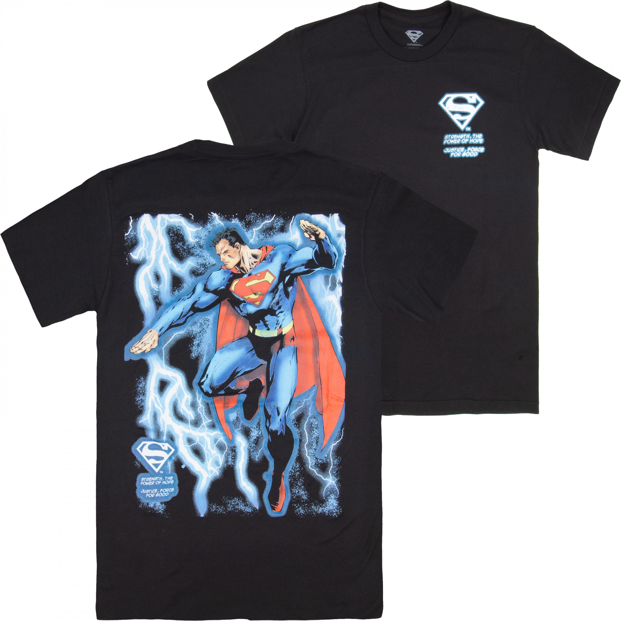 Superman Lightning Oversize Print Front and Back T-Shirt