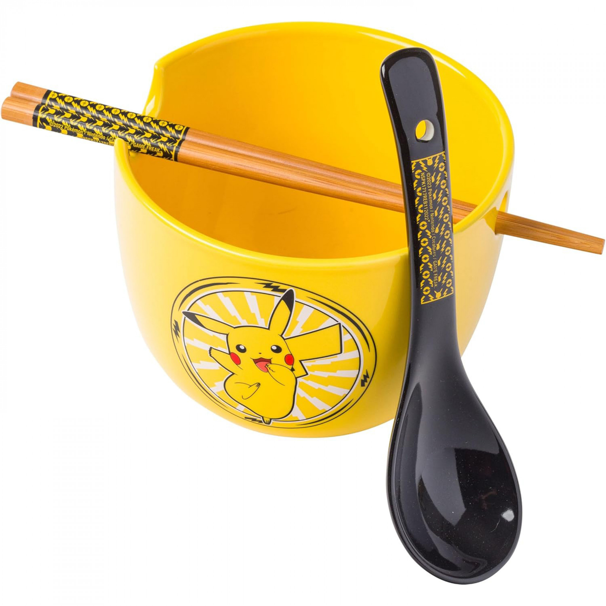 Pokemon Pikachu Lightning 20oz Ramen Bowl w/ Chopsticks and Spoon