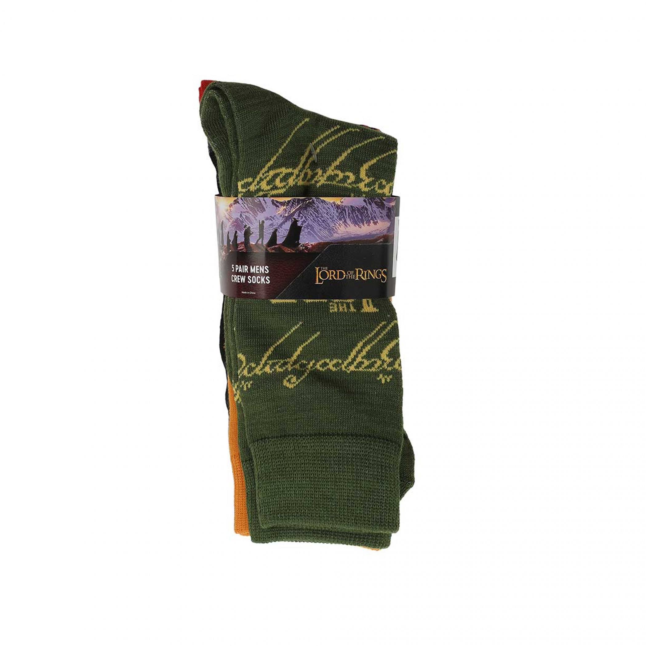 Lord of the Rings Mixed Art 5-Pair Pack of Crew Socks