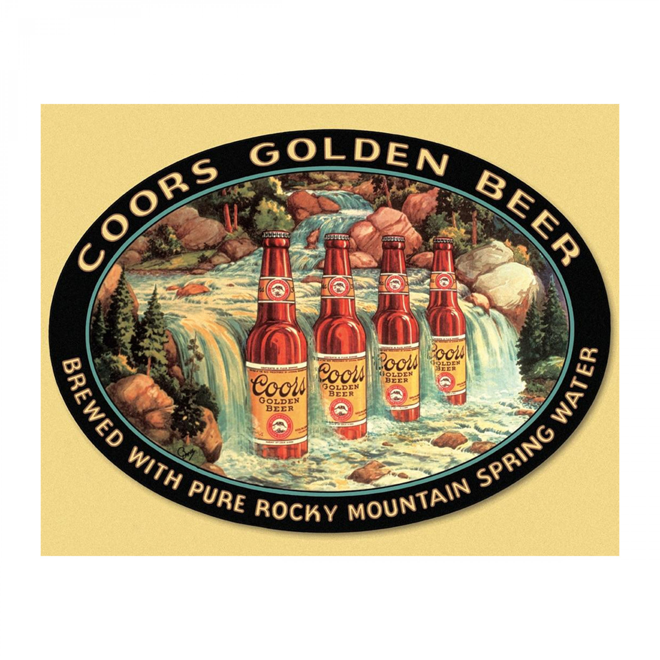 Coors Golden Beer Waterfall Tin Sign