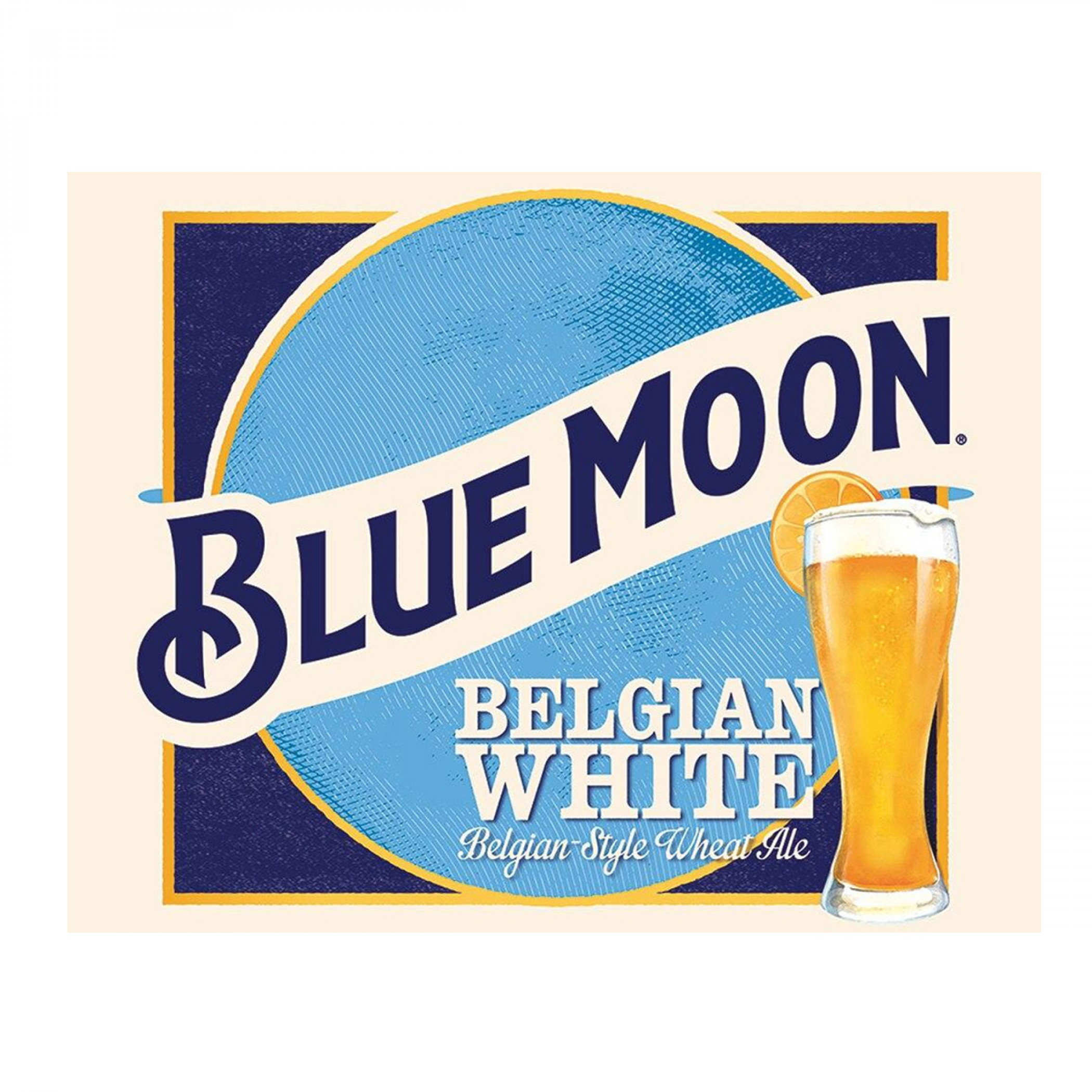 Blue Moon Belgian White Label Tin Sign