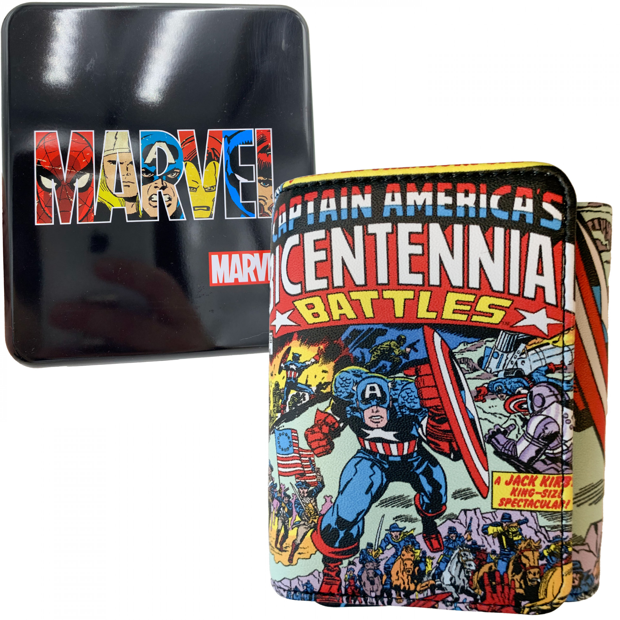 Captain America Bicentennial Battles Trifold Wallet in Collectors Tin