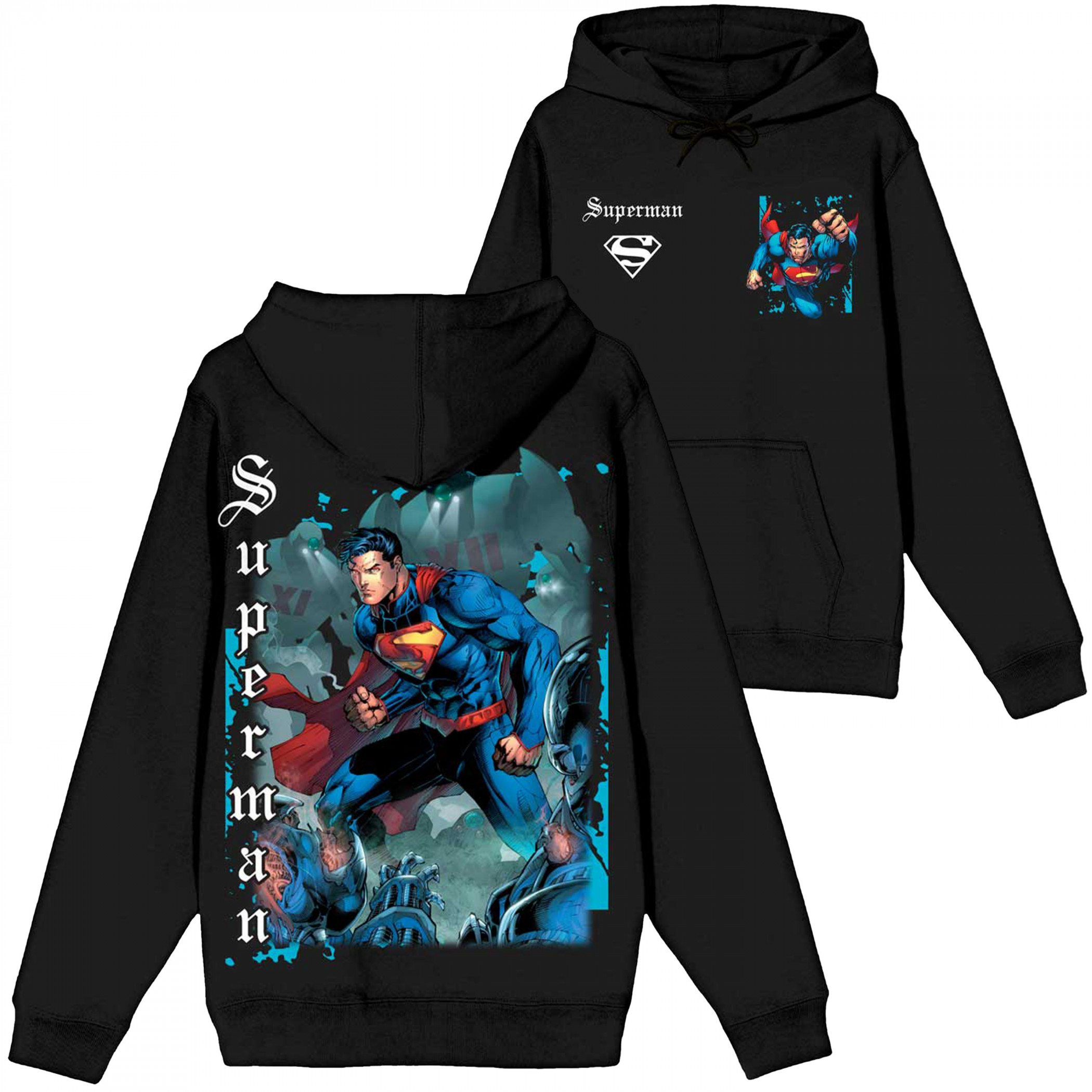 Superman Comic Covers Front and Back Print Pullover Hoodie