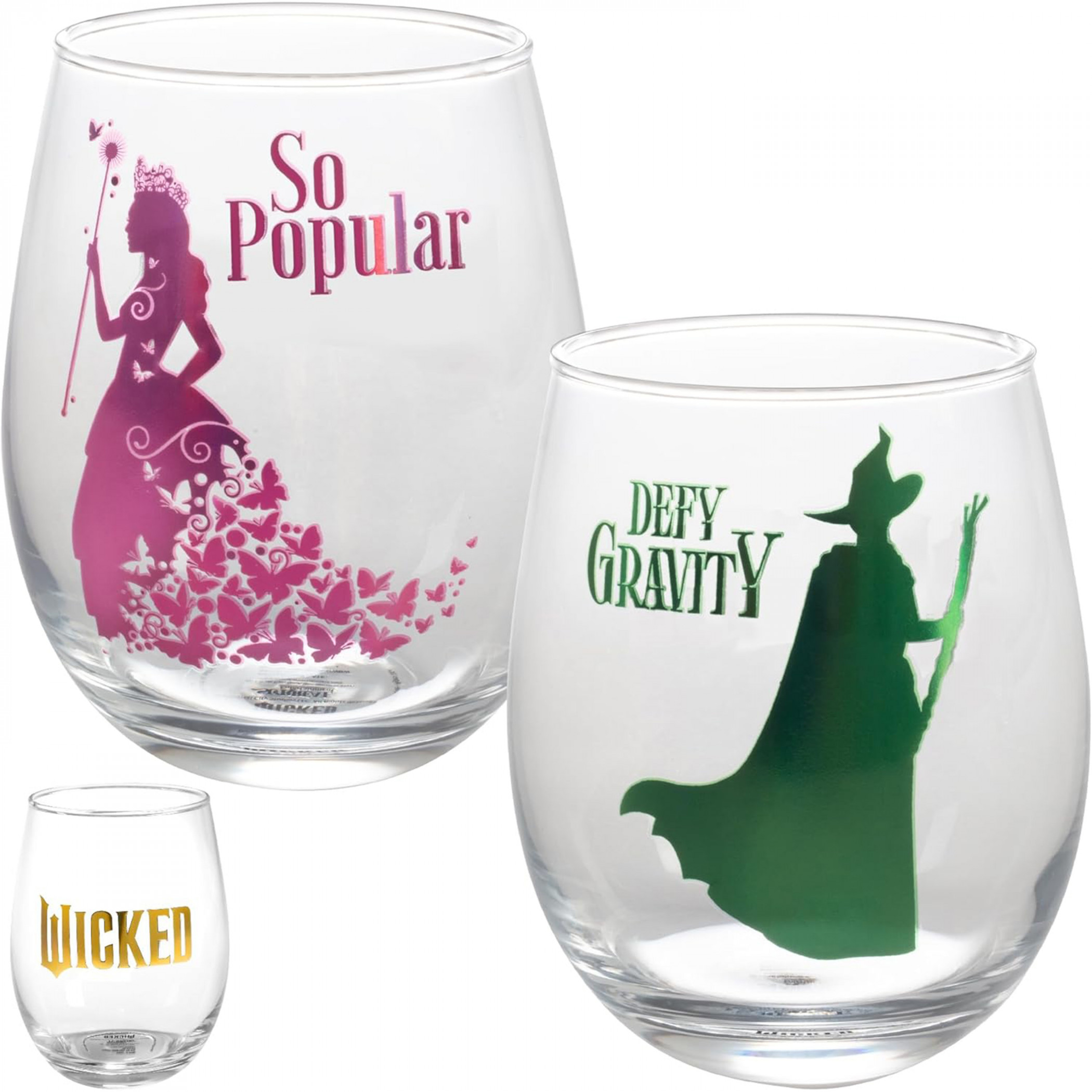 Wicked So Popular and Defy Gravity Stemless Wine Glasses 2-Pack