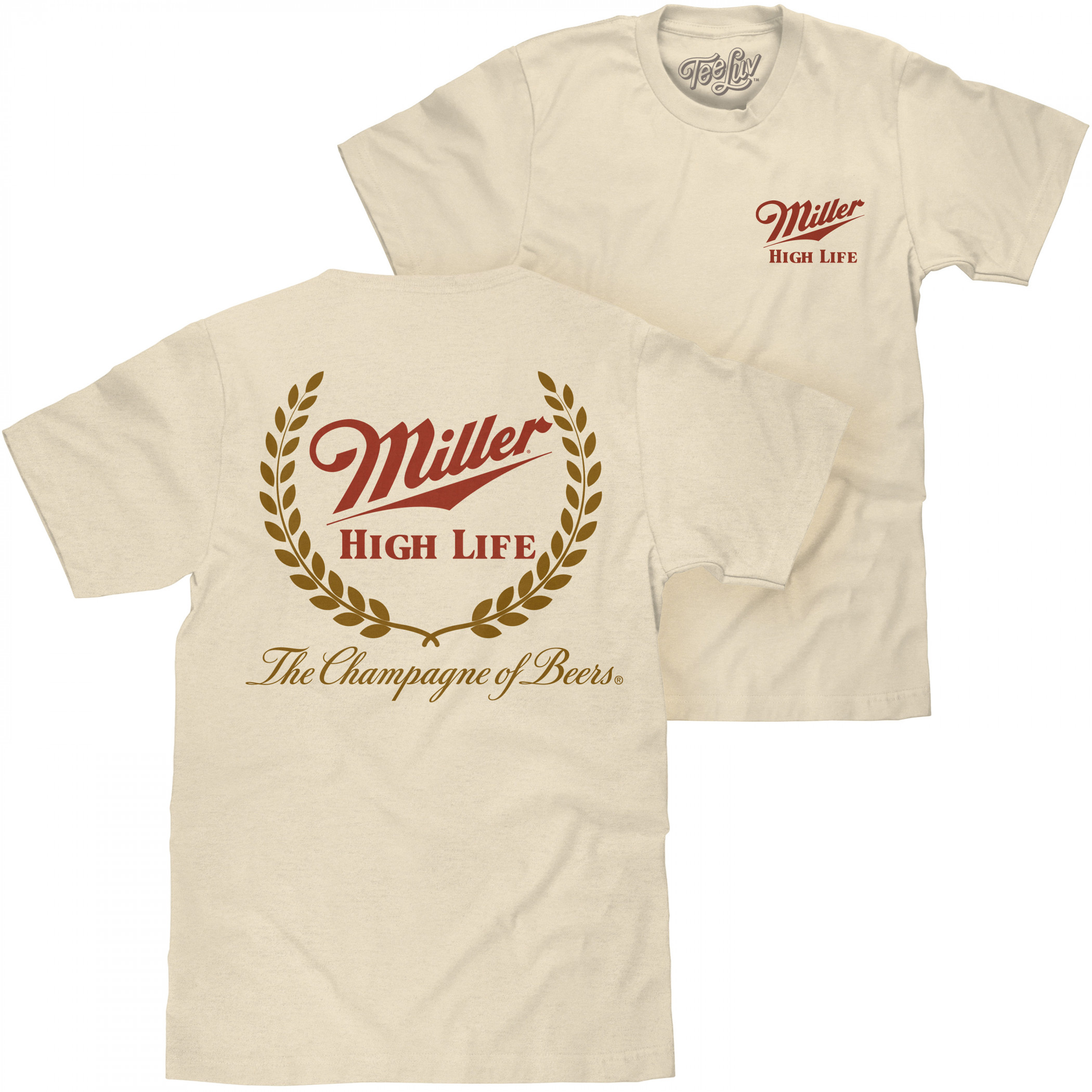 Miller High Life Front and Back Print Tan T-Shirt