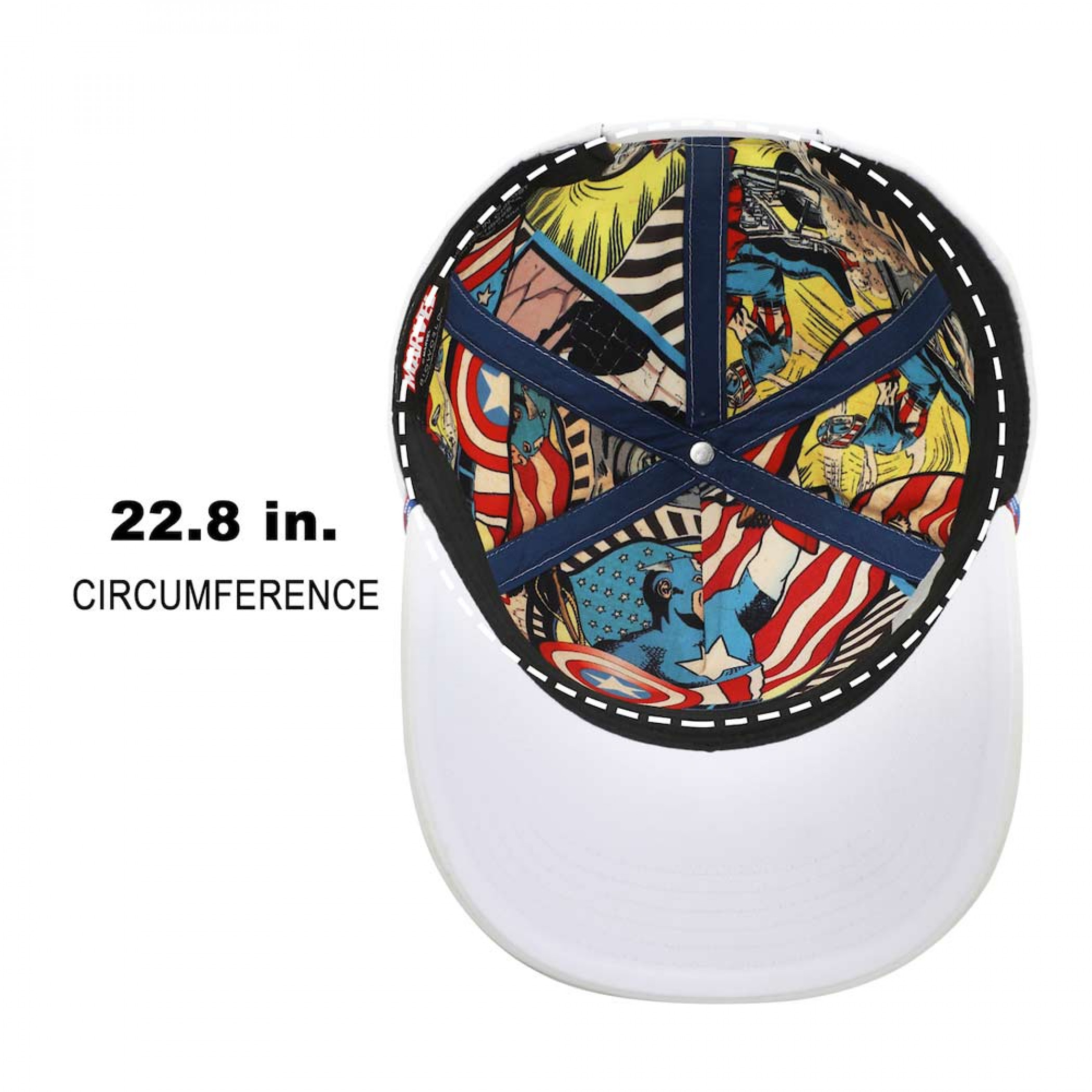 Captain America Logo on White with Interior Print Rope Hat