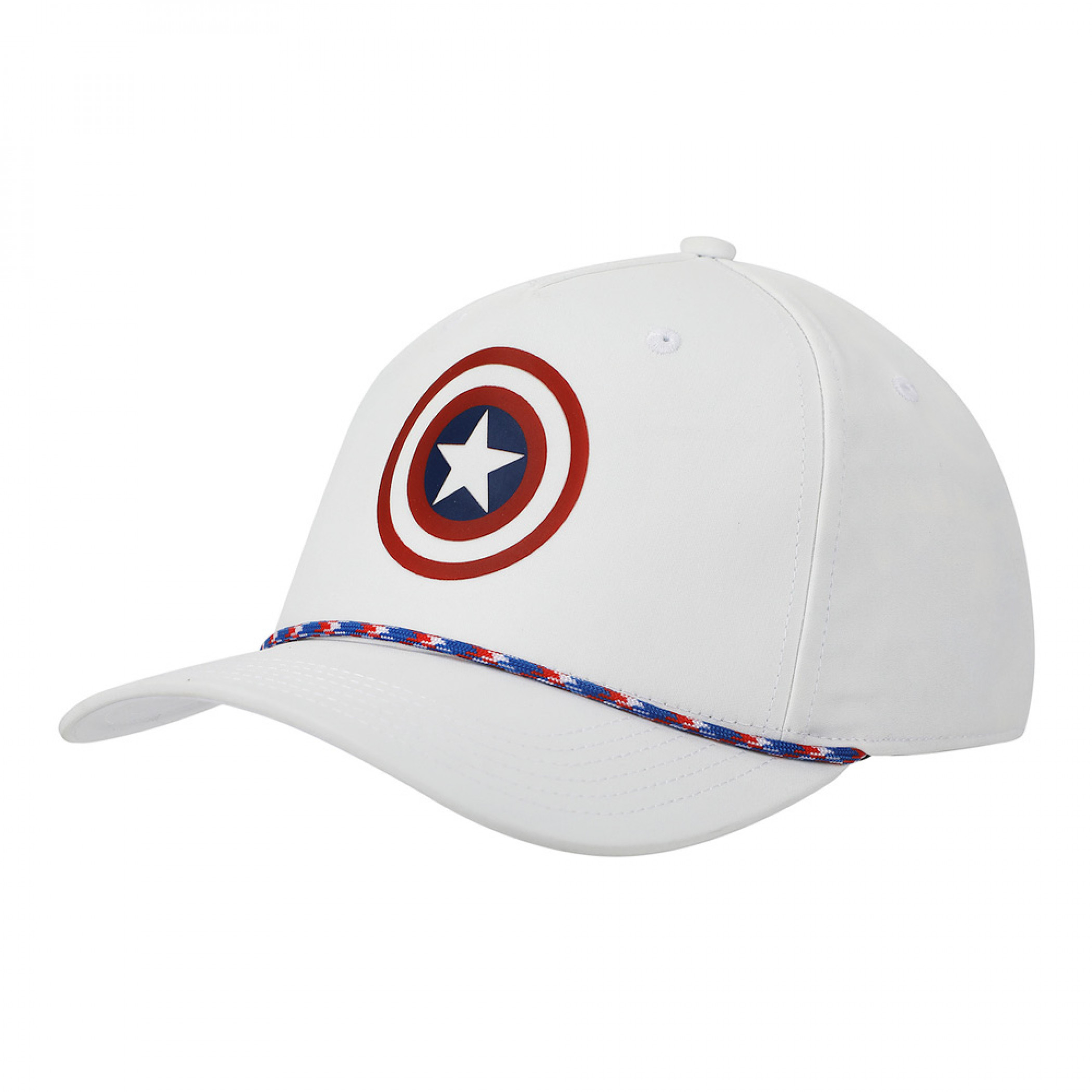 Captain America Logo on White with Interior Print Rope Hat