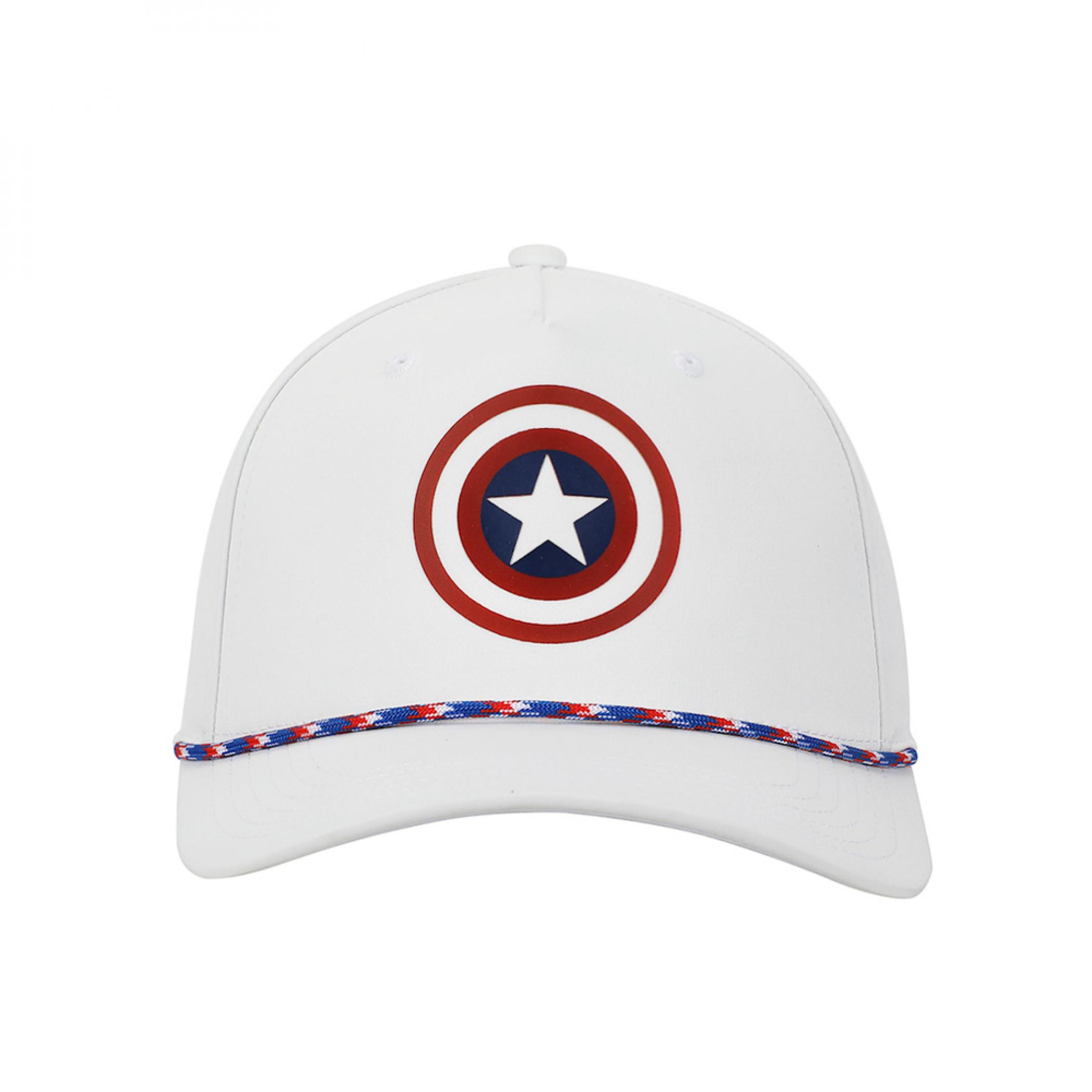 Captain America Logo on White with Interior Print Rope Hat