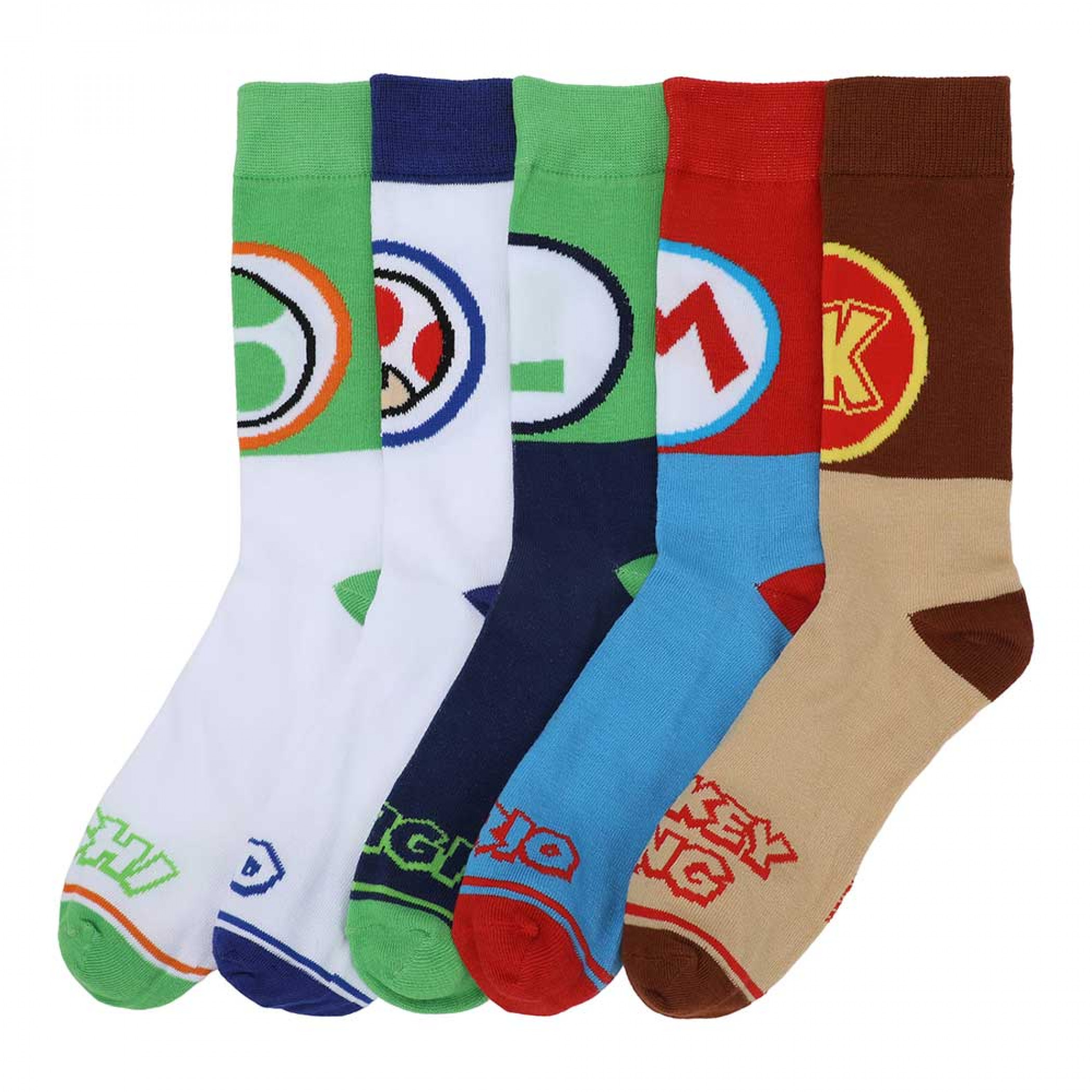 Super Mario Bros. Icons Colorblock 5-Pack Casual Knit Socks