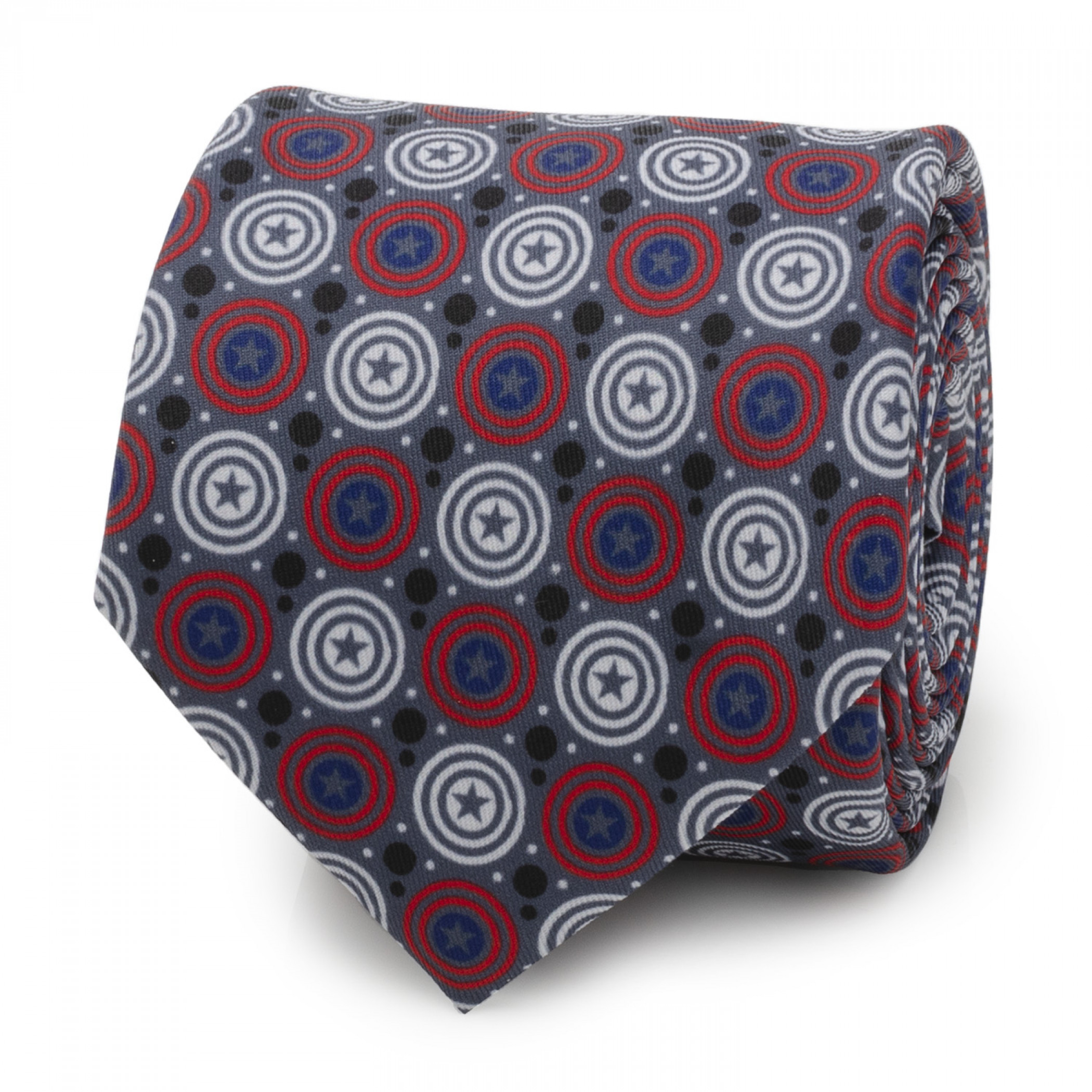 Captain America Gray Dot Shield Pattern Neck Tie