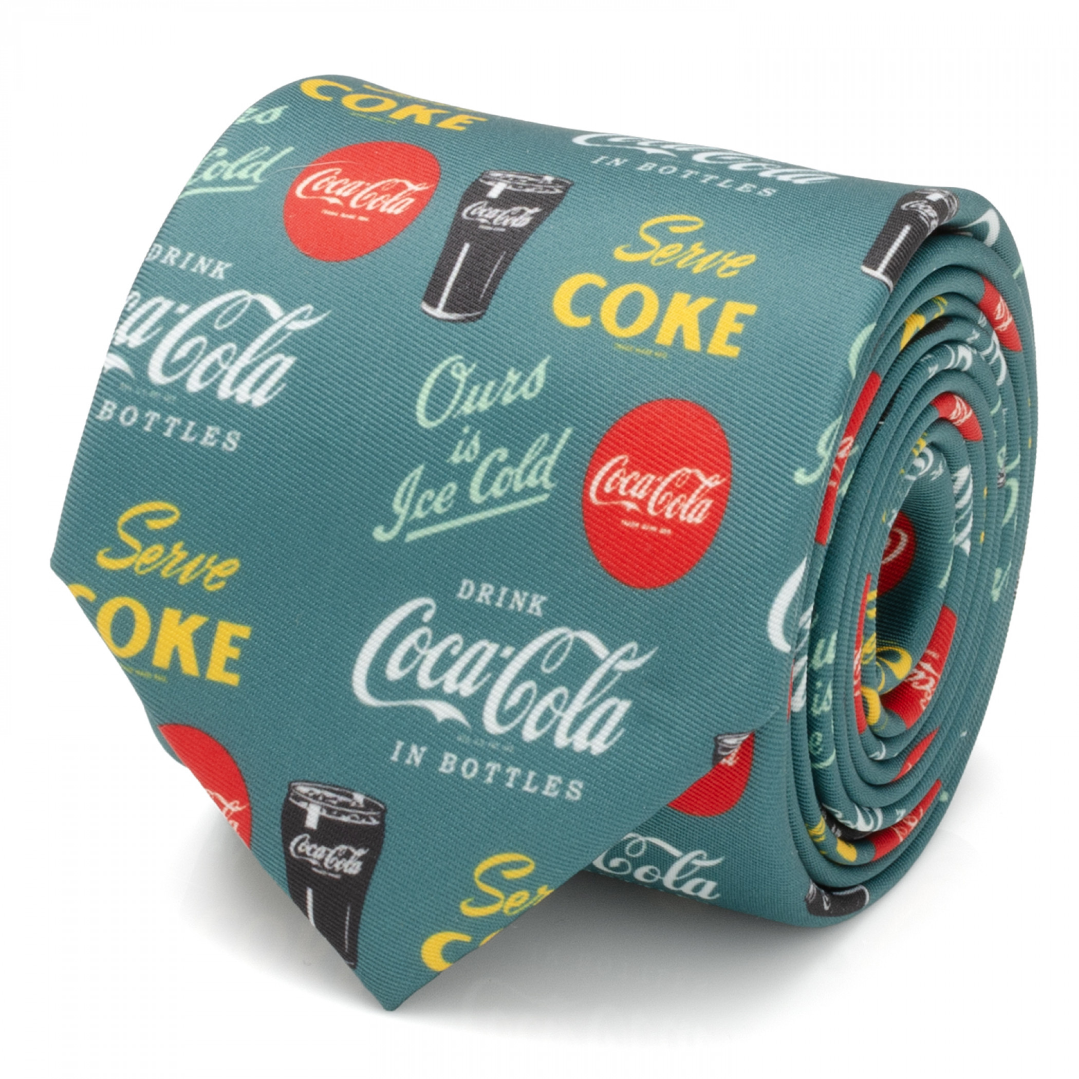 Coca-Cola Repeating Logos Green Neck Tie