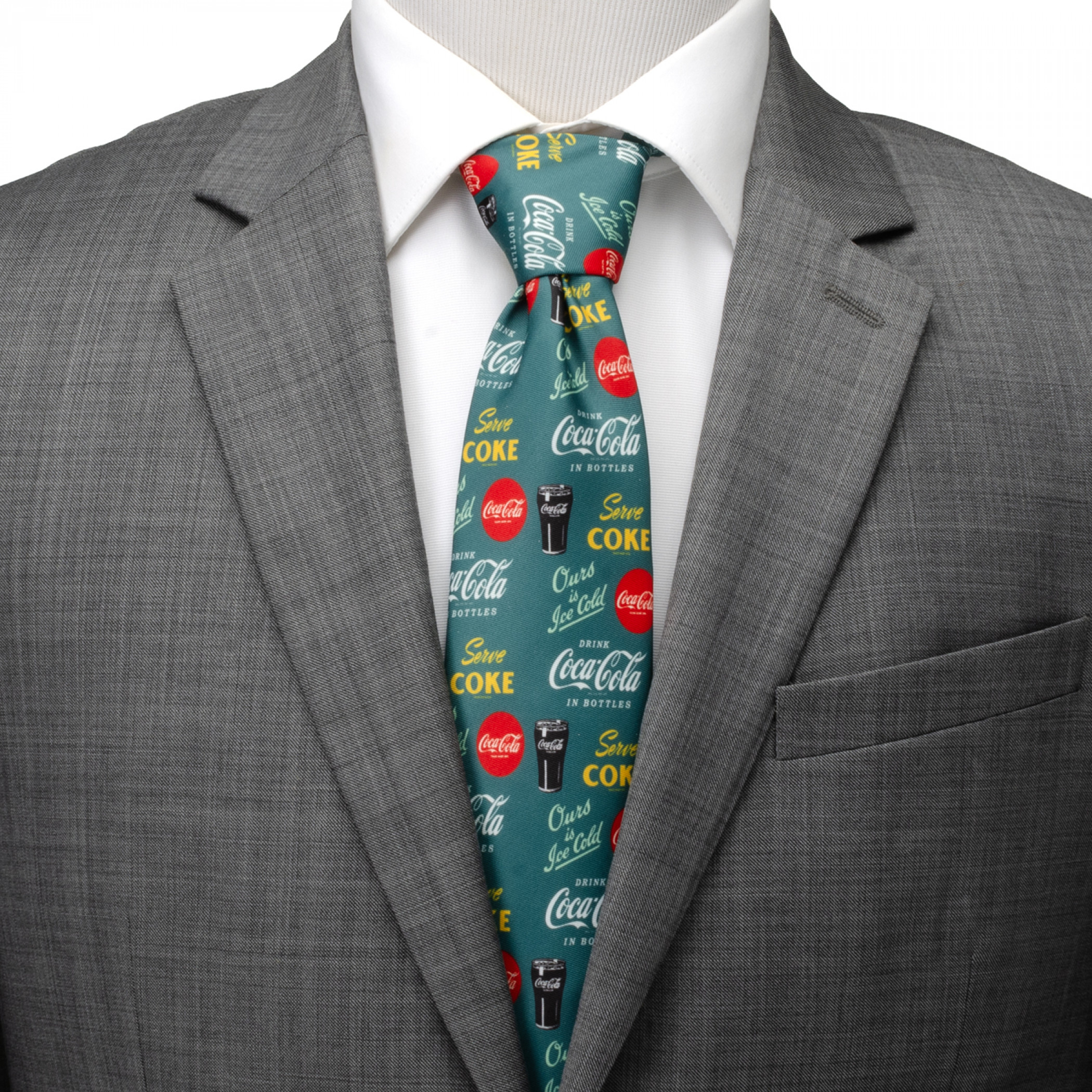 Coca-Cola Repeating Logos Green Neck Tie