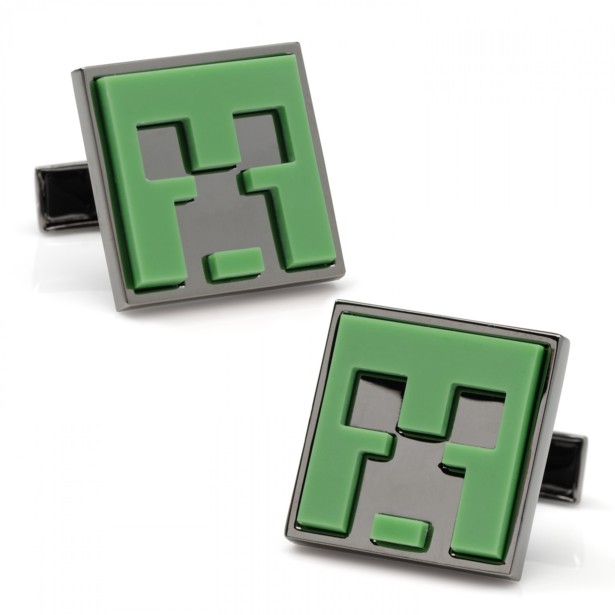 Minecraft Creeper Enamel on Gunmetal Cufflinks