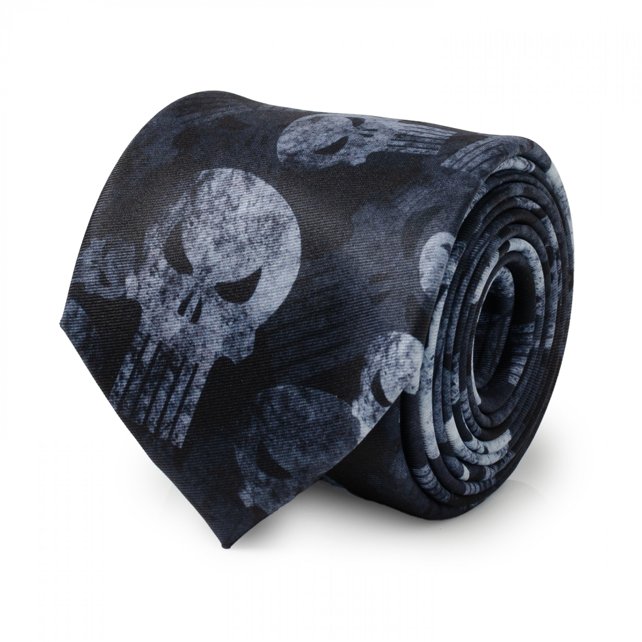 Punisher Skull Motif Dark Teal Neck Tie