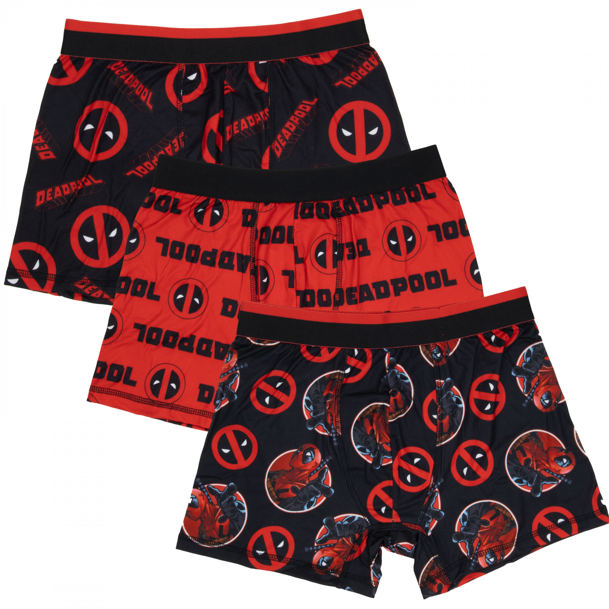 Deadpool Logo Patterns 3-Pair Pack of Boxer Briefs