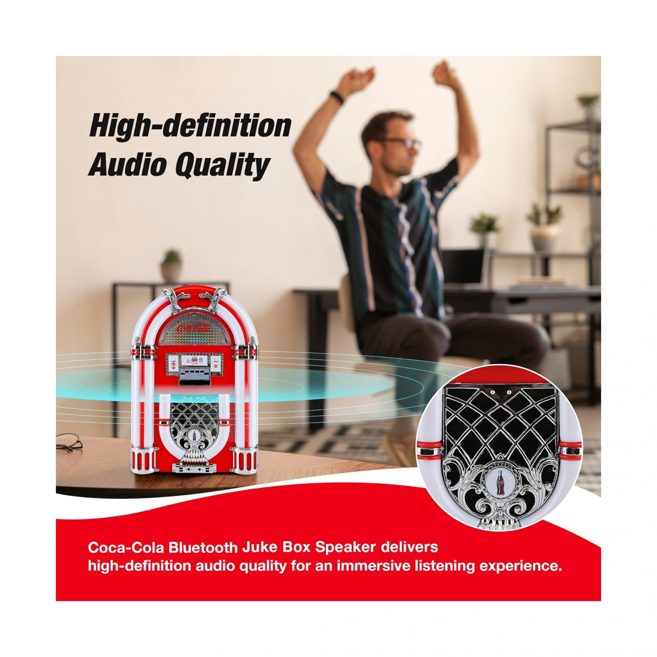 Coca-Cola Retro Jukebox Speaker with Bluetooth and FM Radio