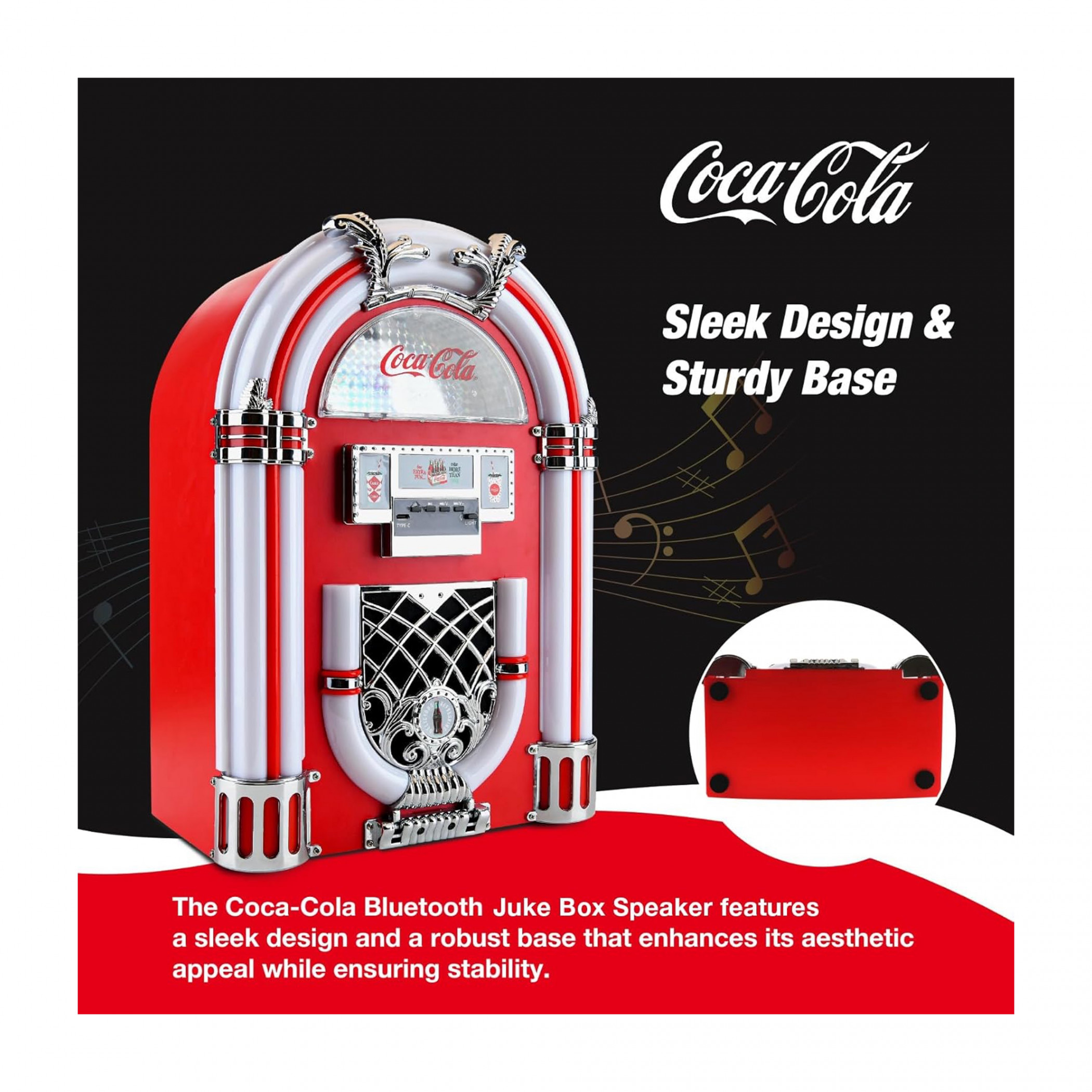 Coca-Cola Retro Jukebox Speaker with Bluetooth and FM Radio