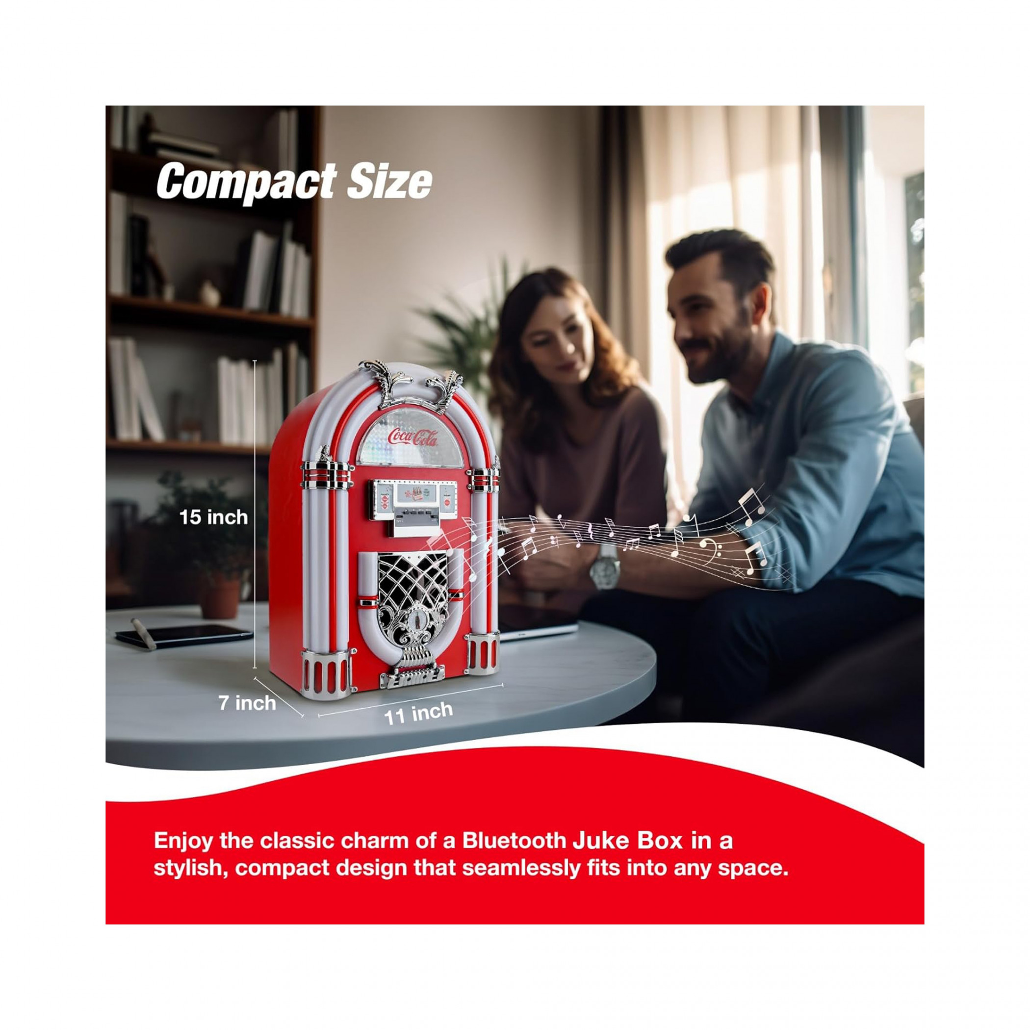 Coca-Cola Retro Jukebox Speaker with Bluetooth and FM Radio