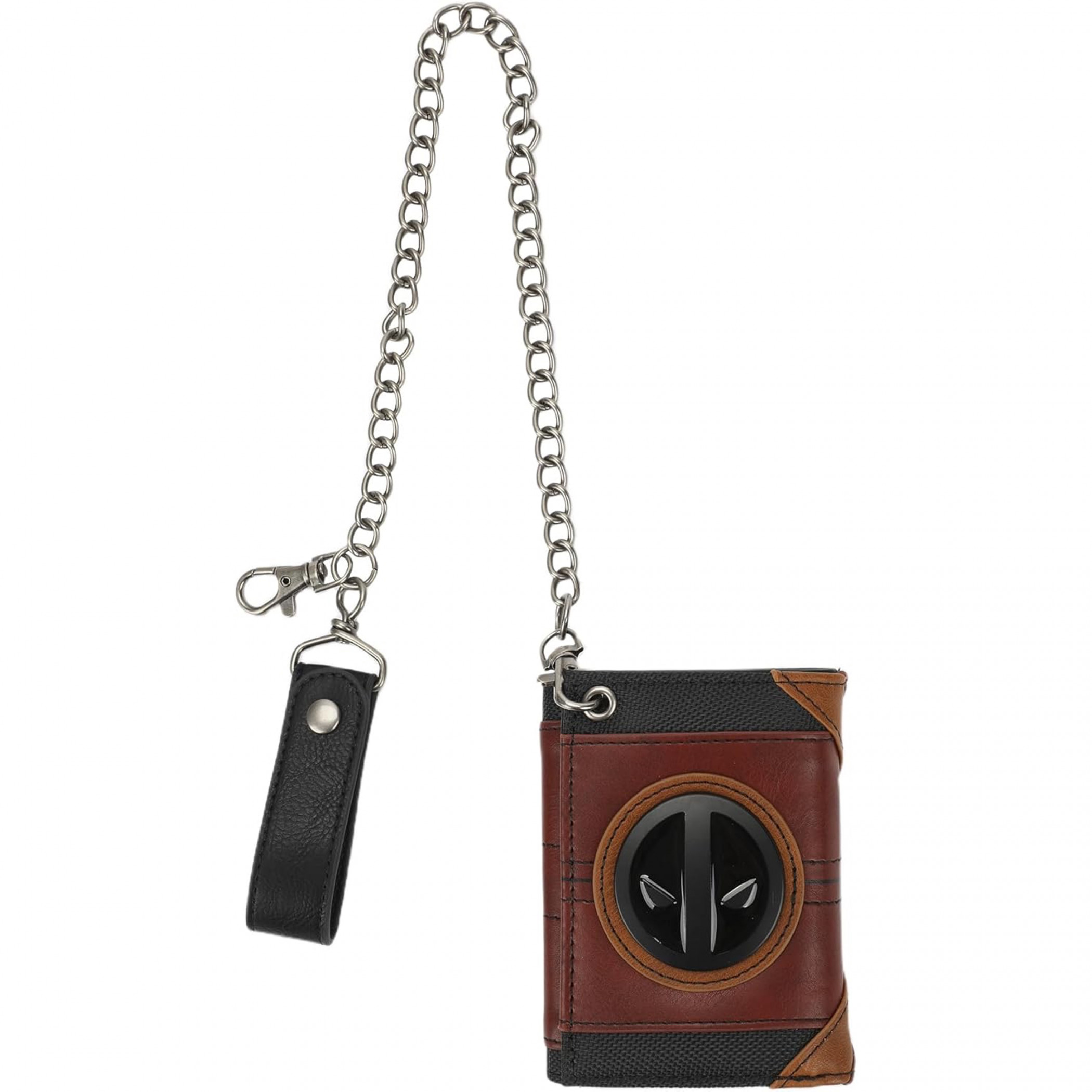 Deadpool Metal Badge Symbol Trifold Chain Wallet - SuperHeroStuff